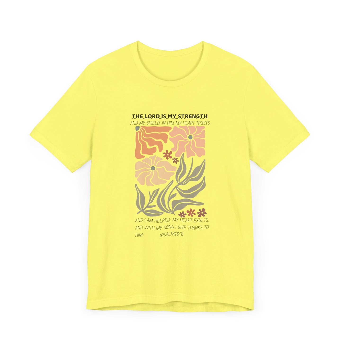 Boho Retro Flower T-shirt with Psalm 28:7