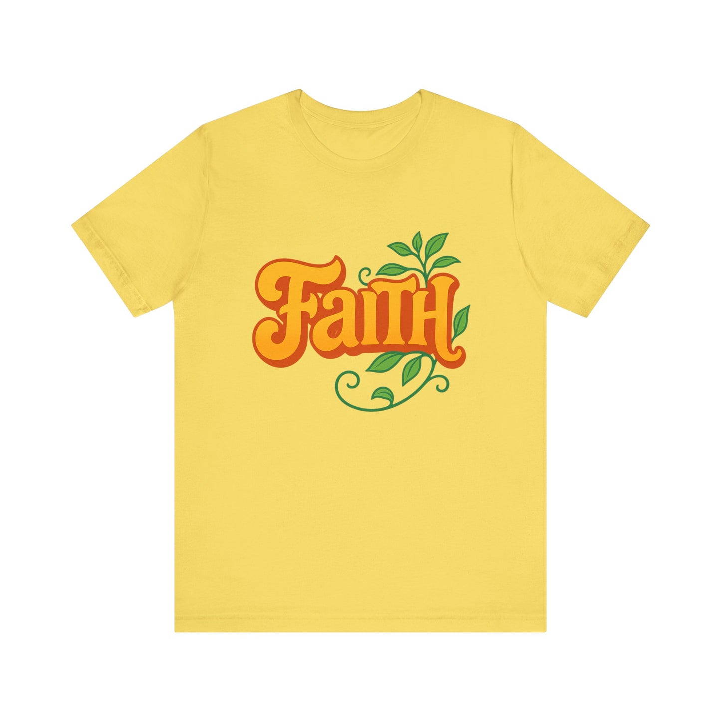 Faith Unisex Tee - Bold Orange with Green Leaves