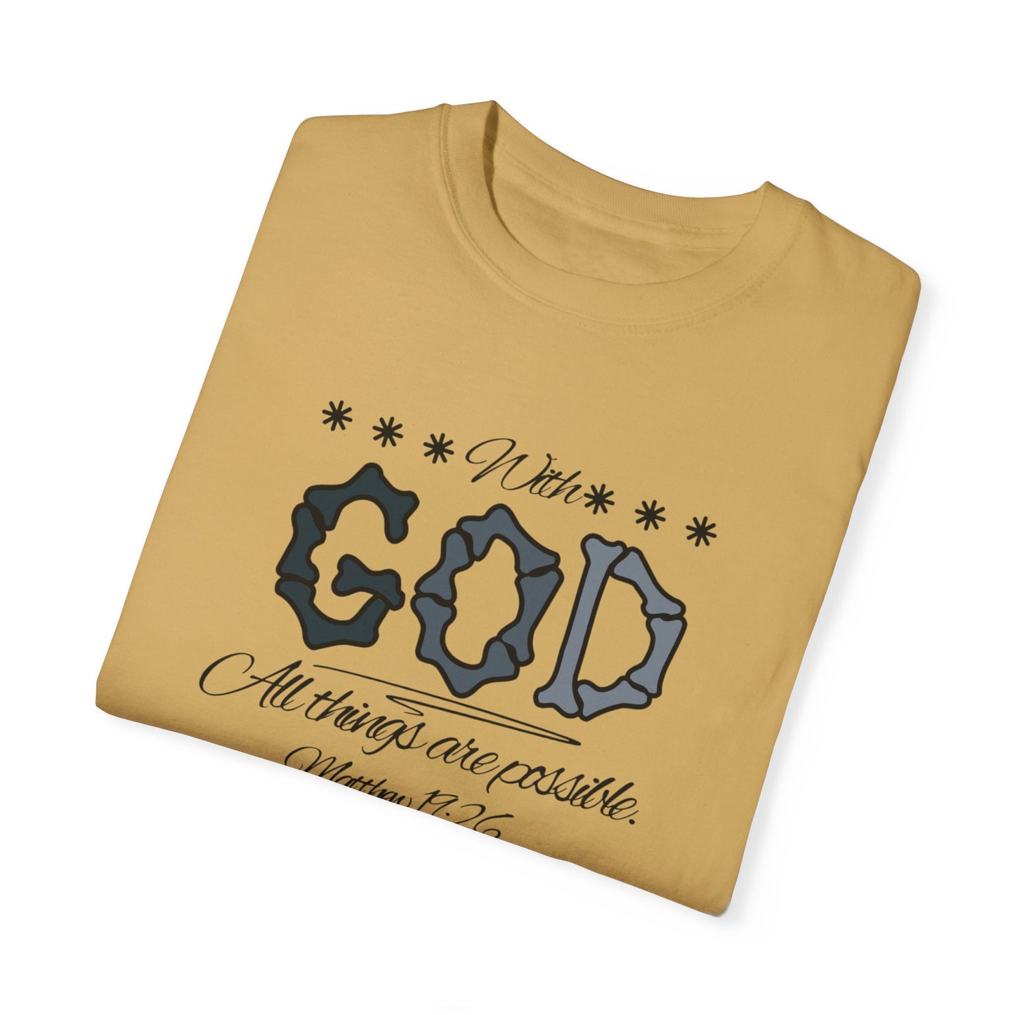 Faith Inspired T-shirt Matthew 19:26 Monochrome Design