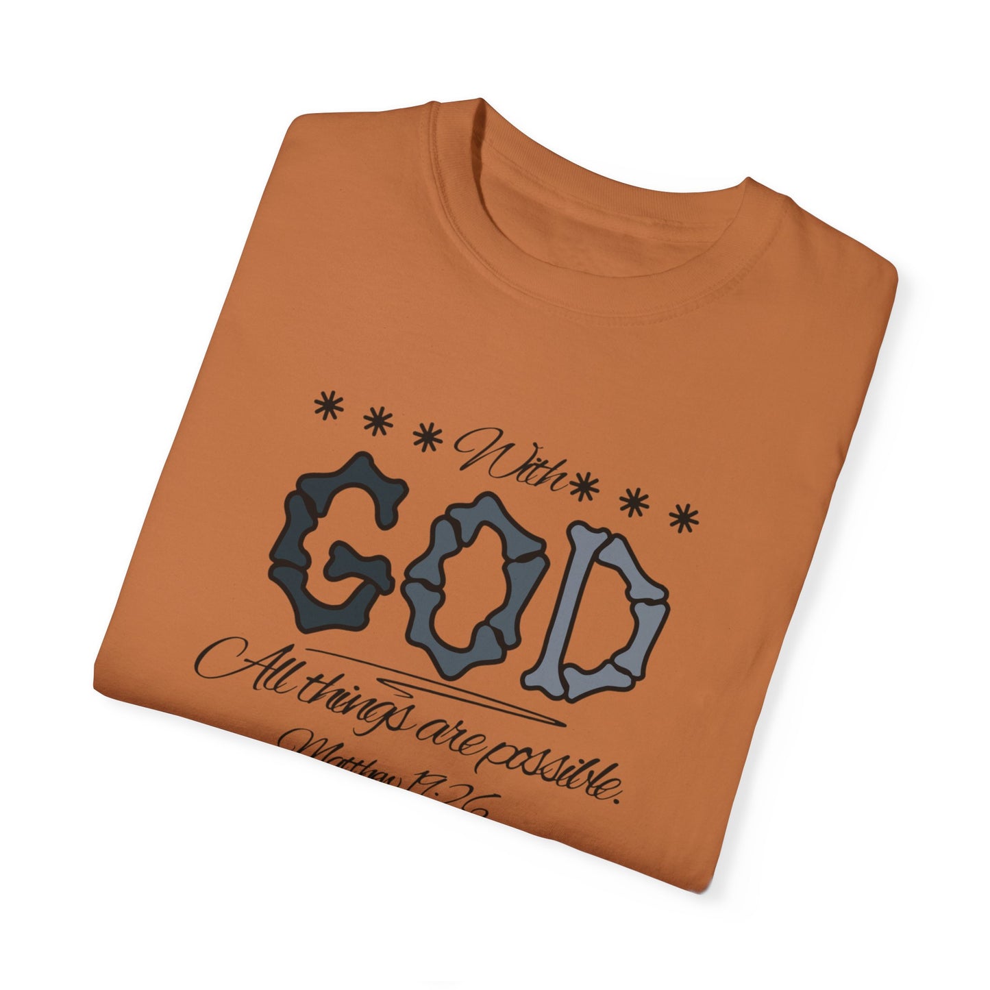 Faith Inspired T-shirt Matthew 19:26 Monochrome Design