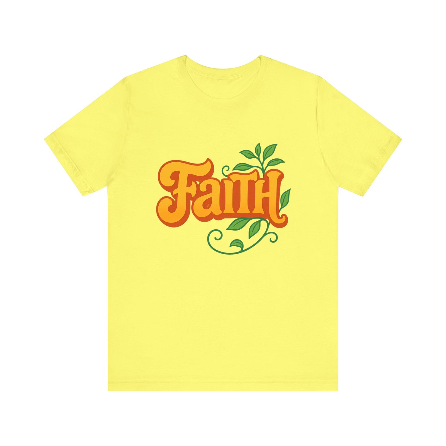 Faith Unisex Tee - Bold Orange with Green Leaves