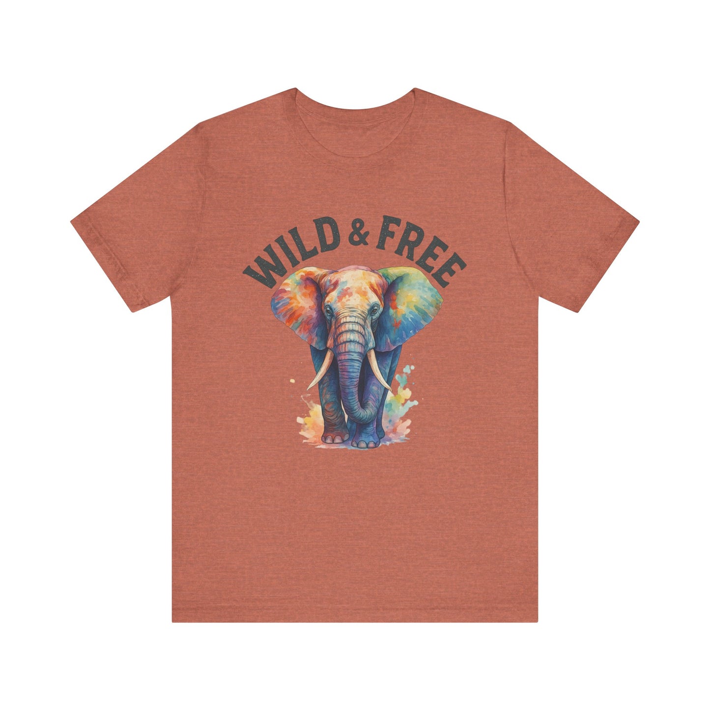 Wild & Free Elephant Tee, Unisex Short Sleeve T-Shirt for Nature Lovers, Bohemian Style Gift, Eco-Friendly Apparel, Adventure Shirt