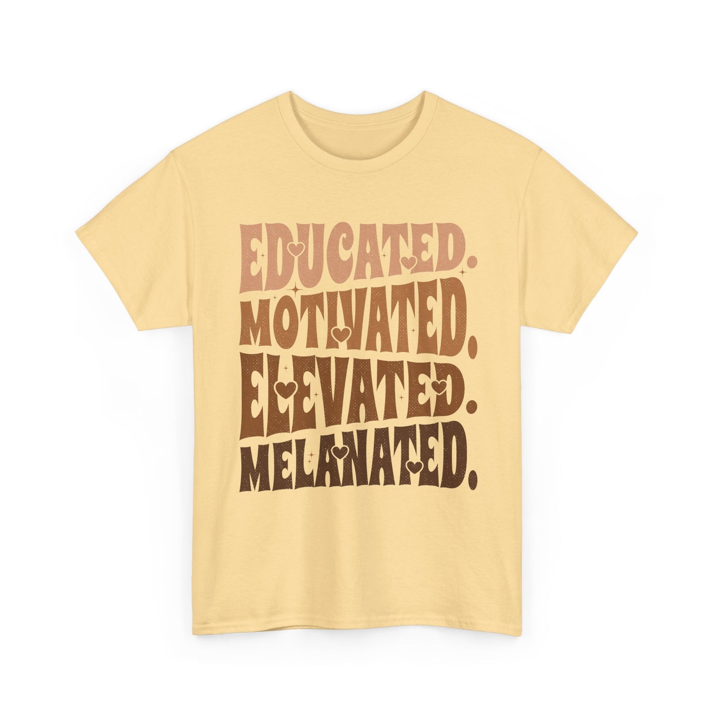 Empowerment Tee - Educated, Motivated, Elevated, Melanated Print