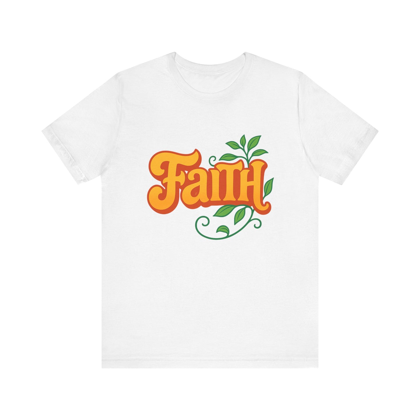 Faith Unisex Tee - Bold Orange with Green Leaves