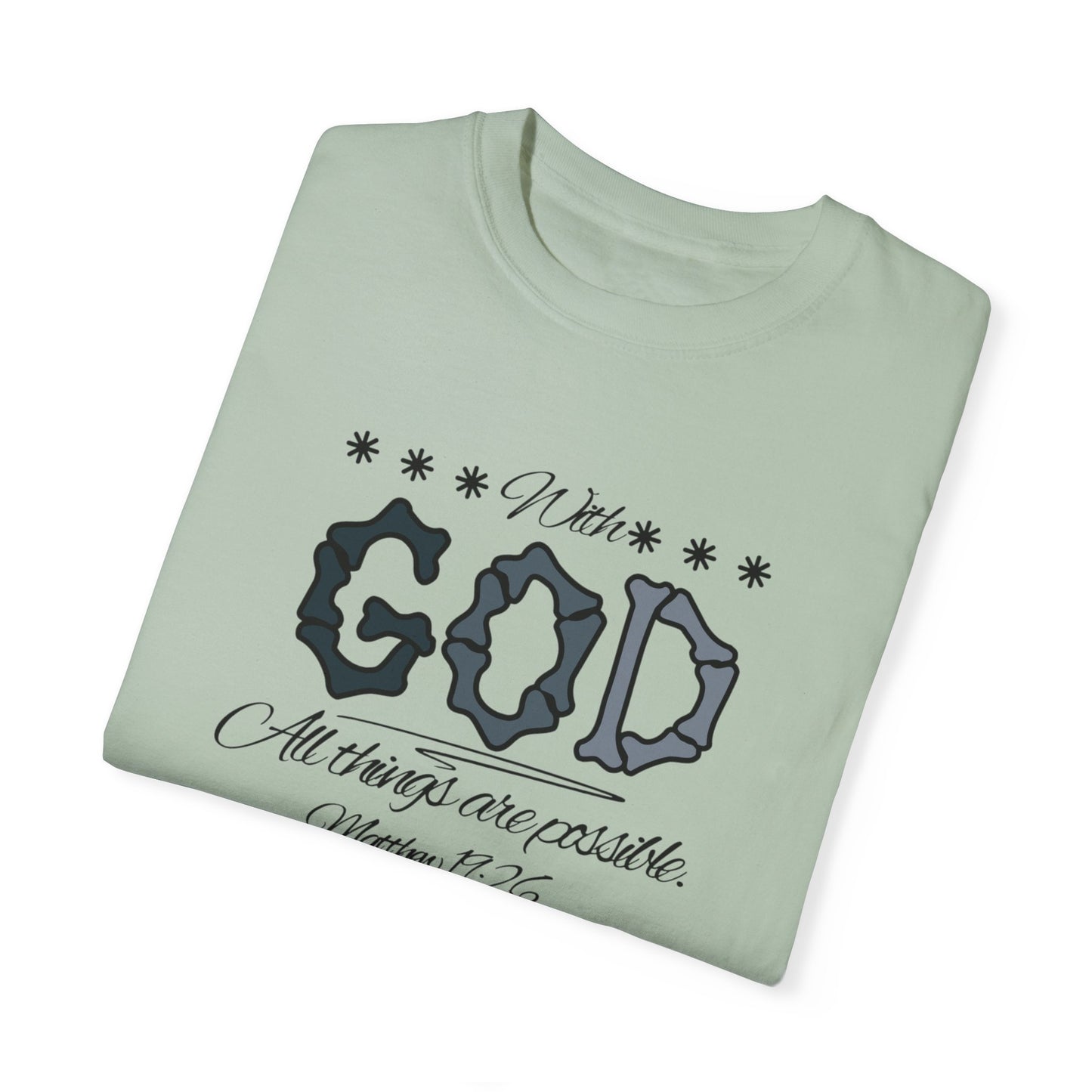 Faith Inspired T-shirt Matthew 19:26 Monochrome Design