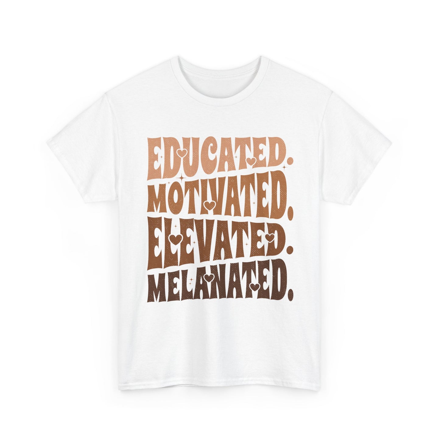 Empowerment Tee - Educated, Motivated, Elevated, Melanated Print
