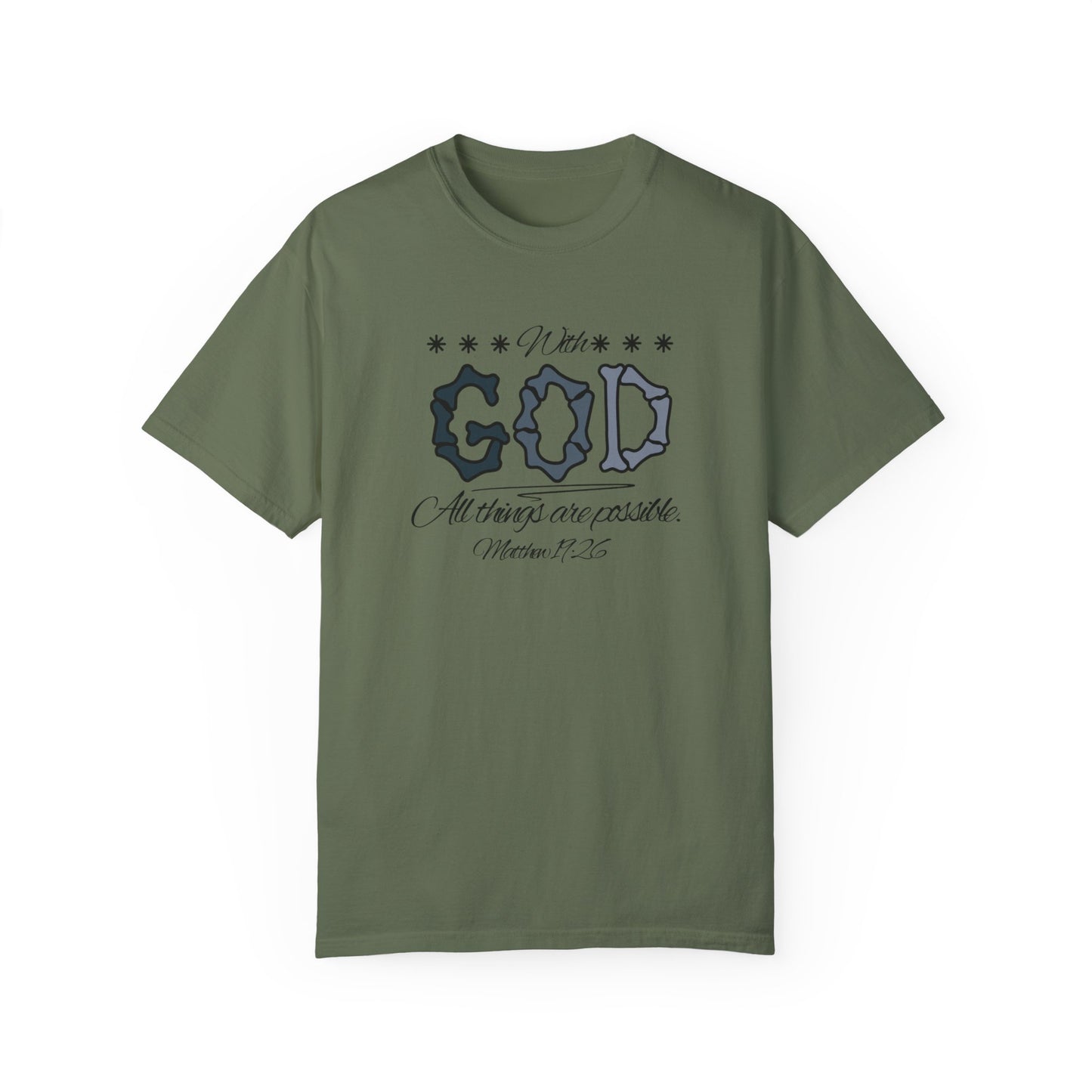 Faith Inspired T-shirt Matthew 19:26 Monochrome Design