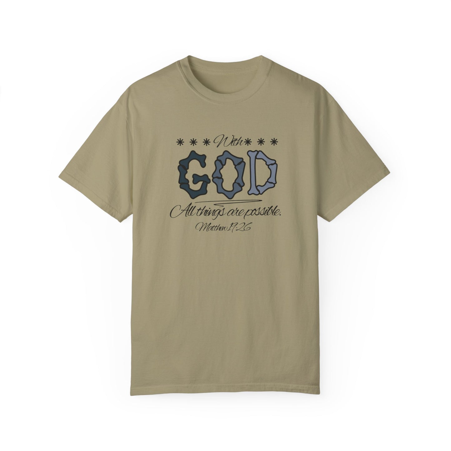 Faith Inspired T-shirt Matthew 19:26 Monochrome Design