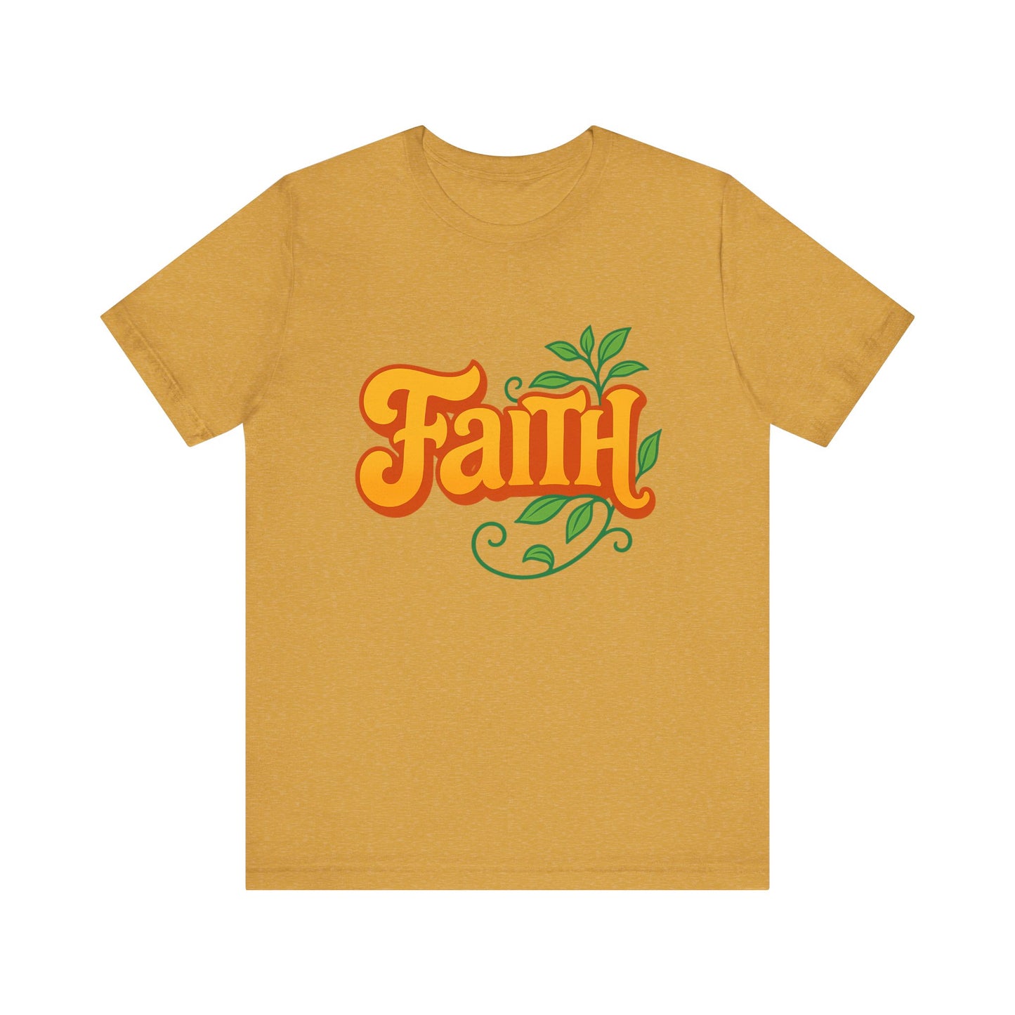 Faith Unisex Tee - Bold Orange with Green Leaves