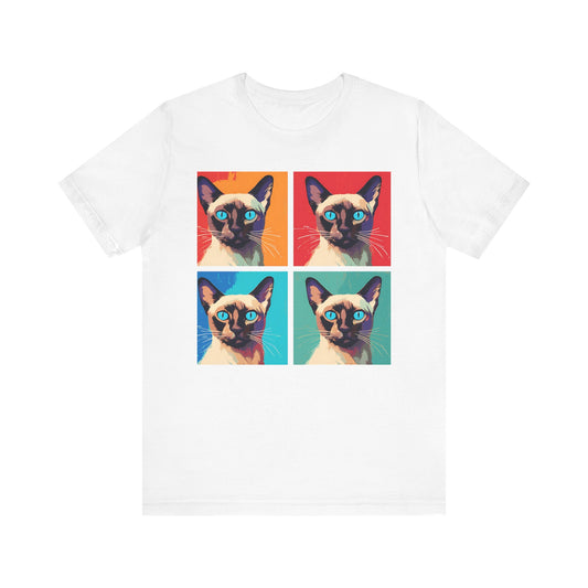 Colorful Siamese Cat Pop Art Style Tee