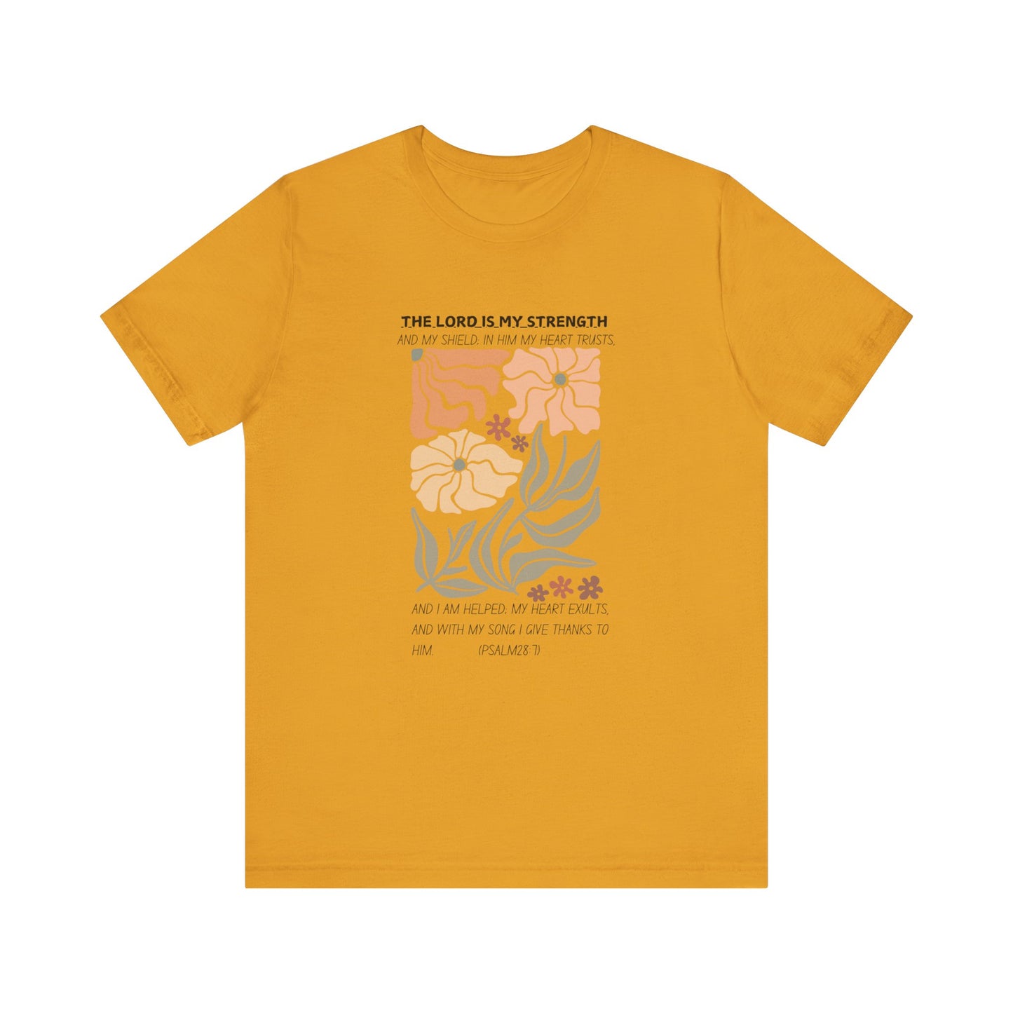 Boho Retro Flower T-shirt with Psalm 28:7