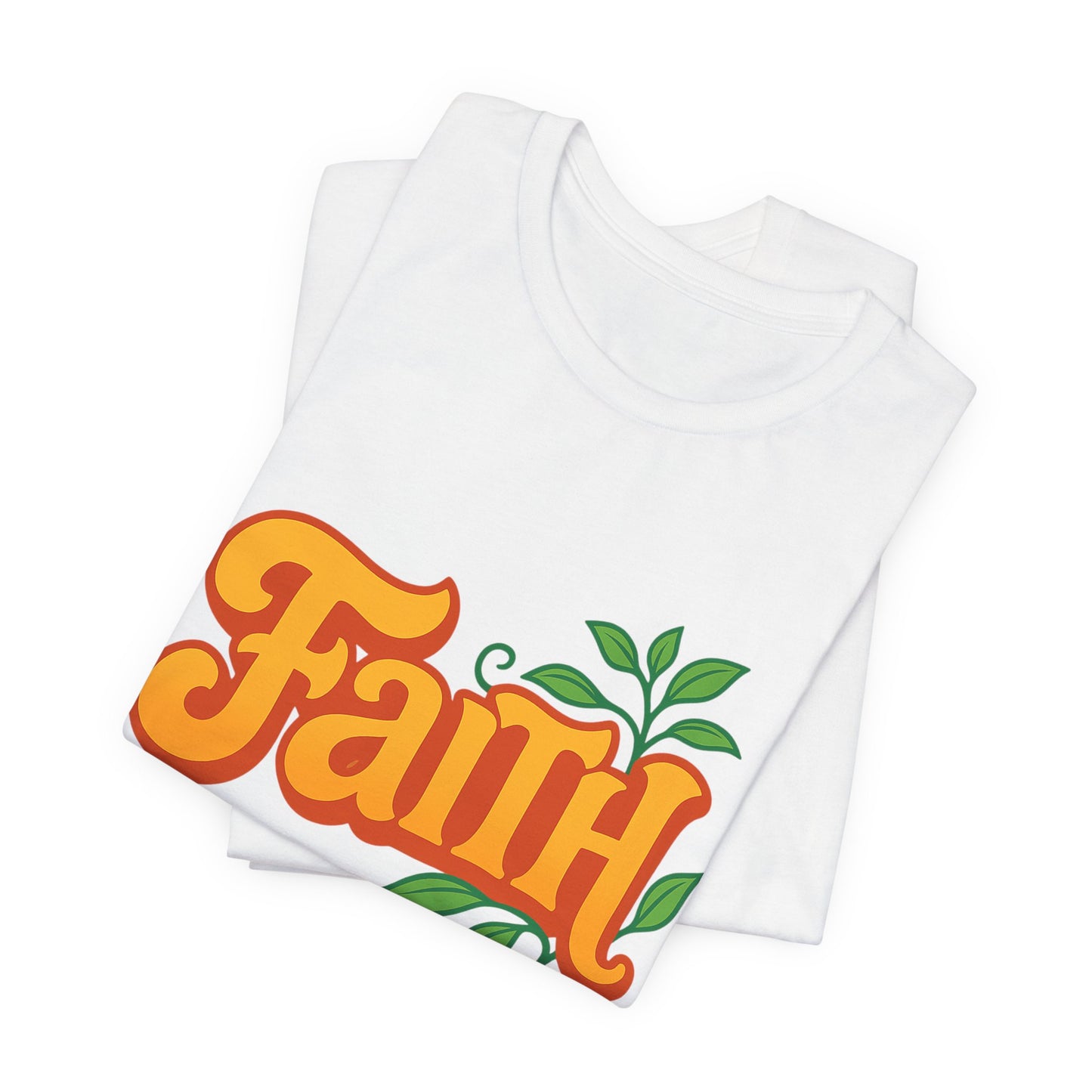 Faith Unisex Tee - Bold Orange with Green Leaves