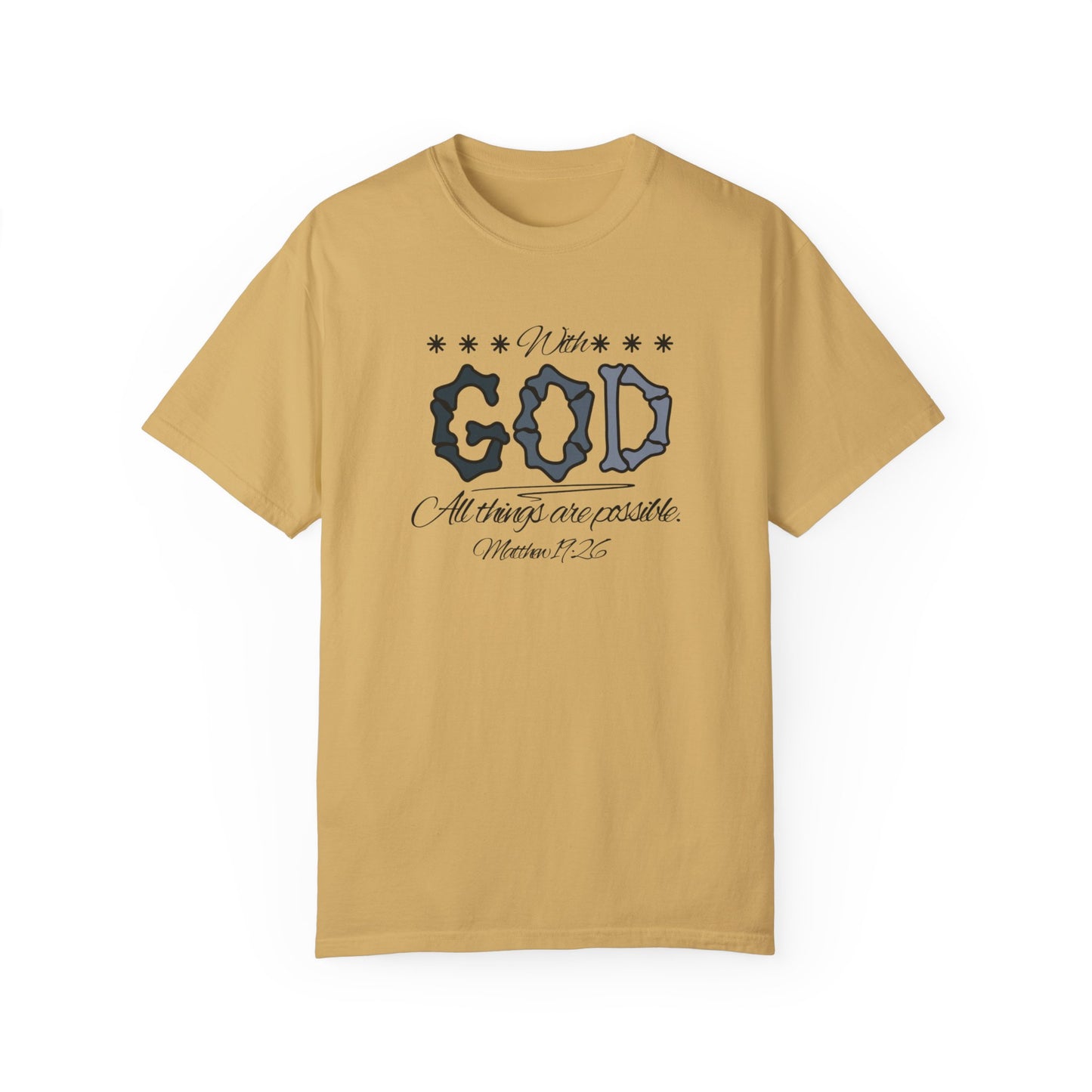 Faith Inspired T-shirt Matthew 19:26 Monochrome Design