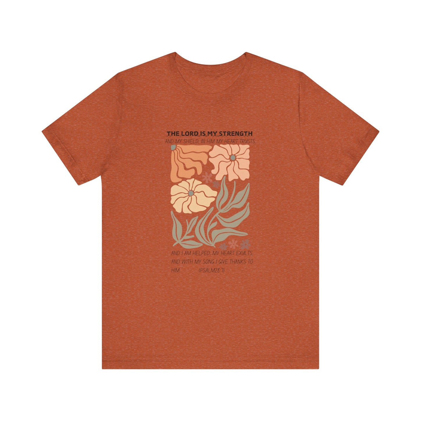Boho Retro Flower T-shirt with Psalm 28:7
