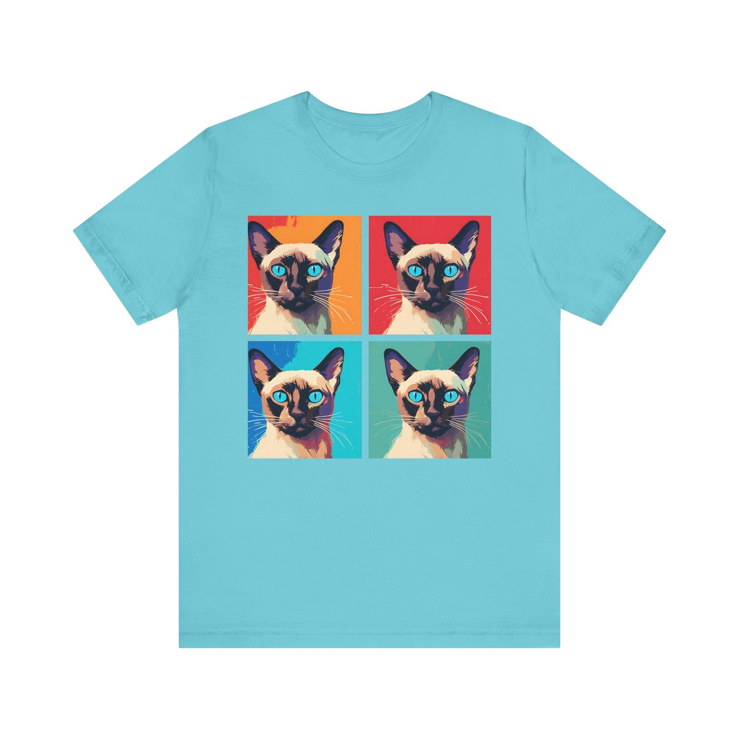 Colorful Siamese Cat Pop Art Style Tee