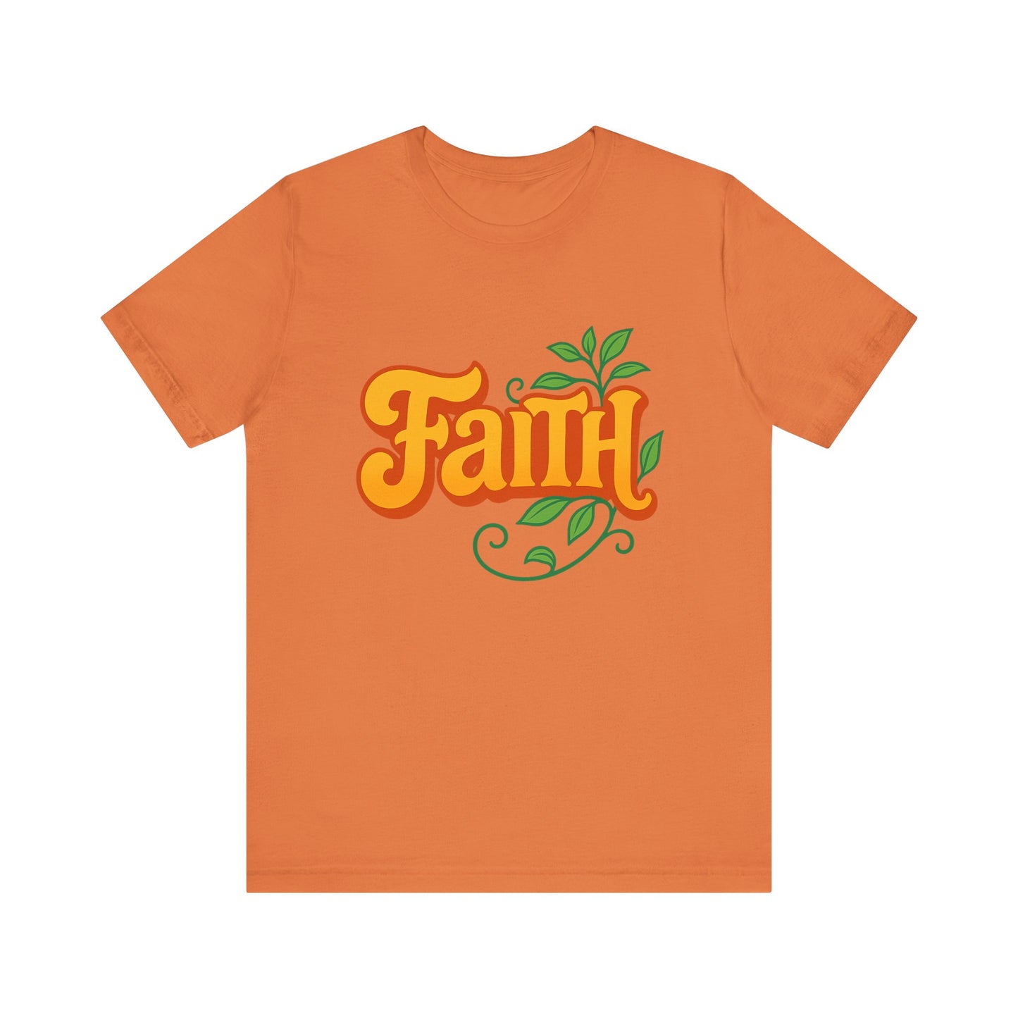 Faith Unisex Tee - Bold Orange with Green Leaves