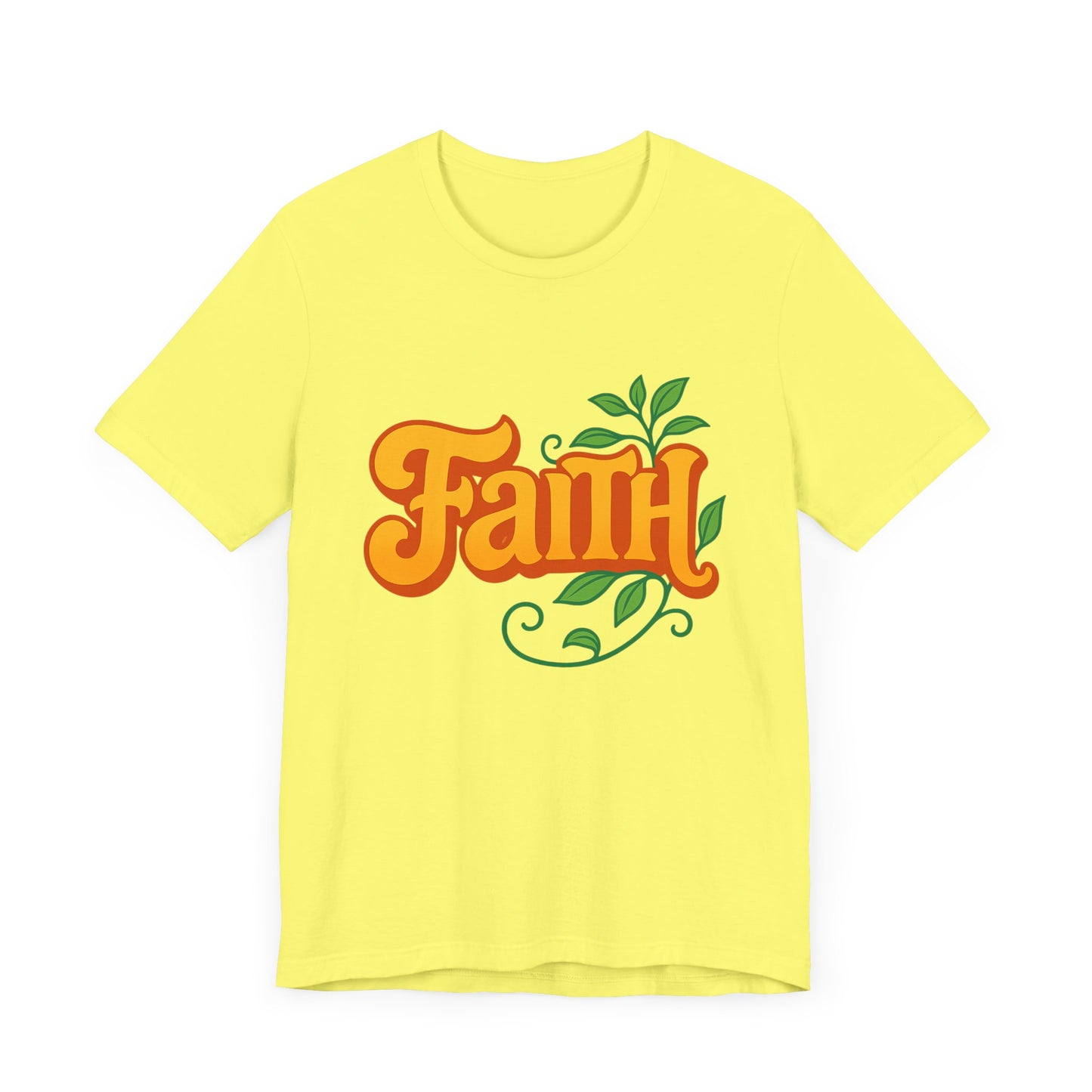 Faith Unisex Tee - Bold Orange with Green Leaves