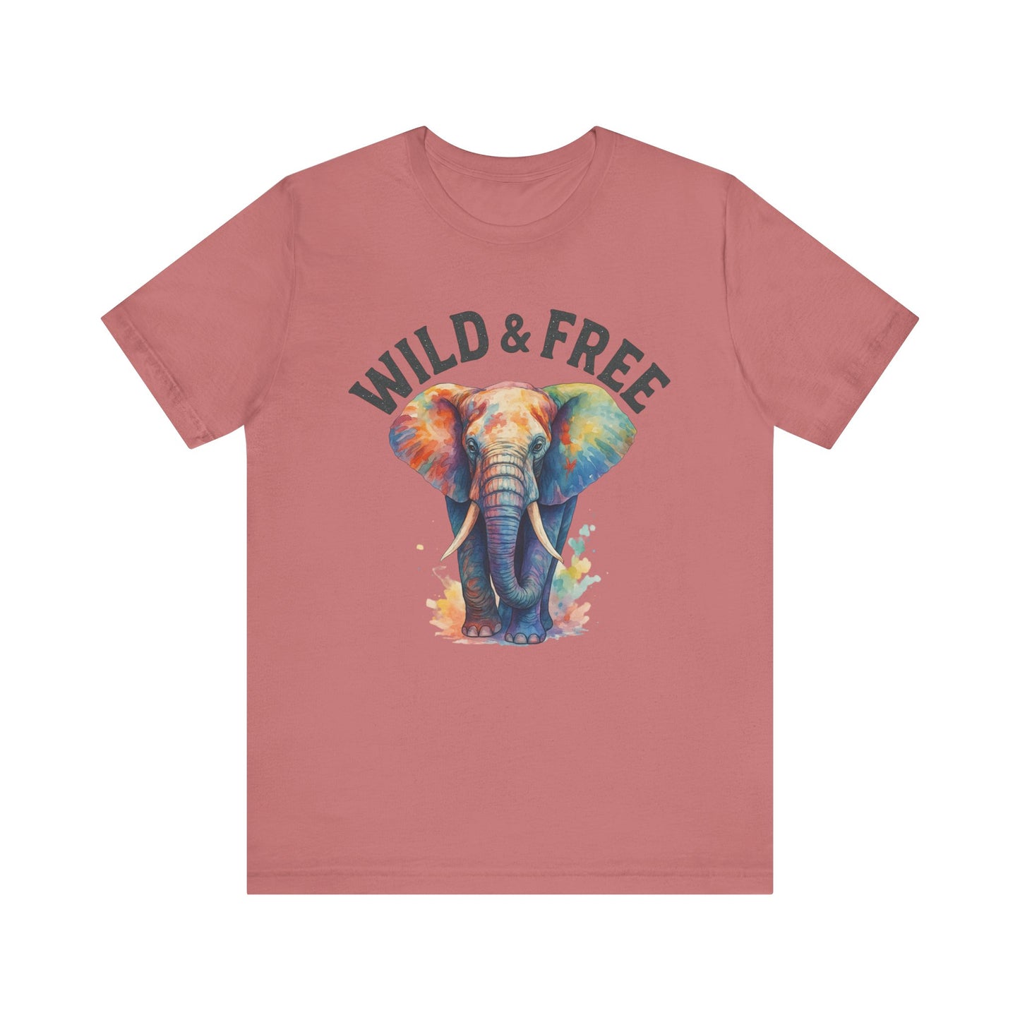 Wild & Free Elephant Tee, Unisex Short Sleeve T-Shirt for Nature Lovers, Bohemian Style Gift, Eco-Friendly Apparel, Adventure Shirt