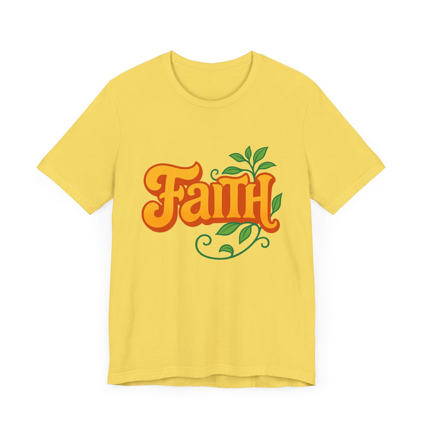 Faith Unisex Tee - Bold Orange with Green Leaves