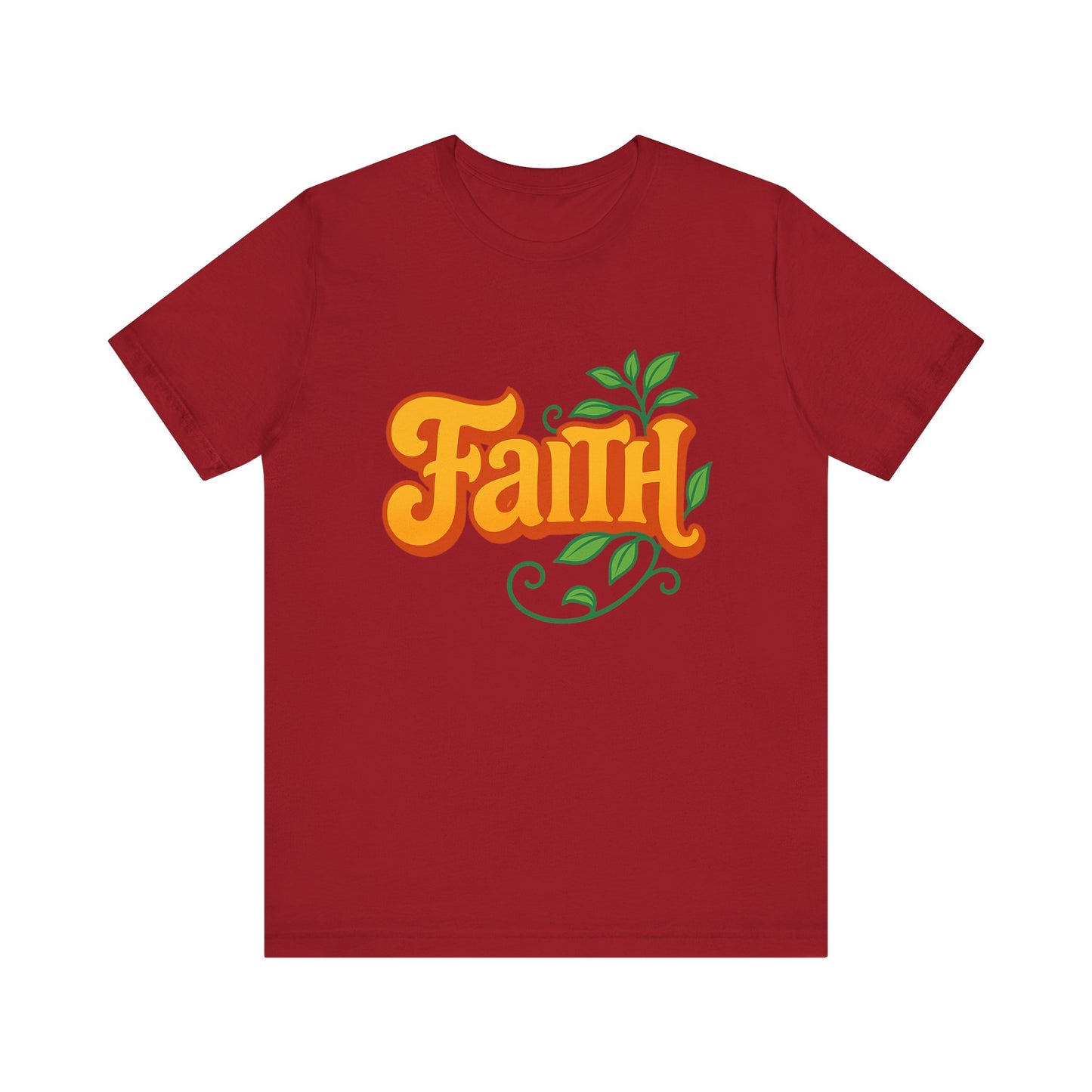 Faith Unisex Tee - Bold Orange with Green Leaves