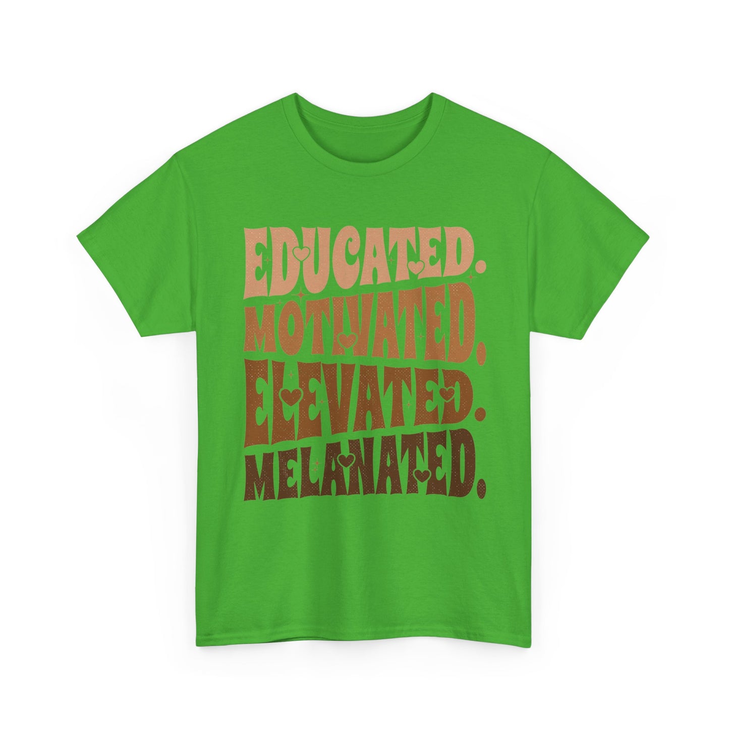 Empowerment Tee - Educated, Motivated, Elevated, Melanated Print