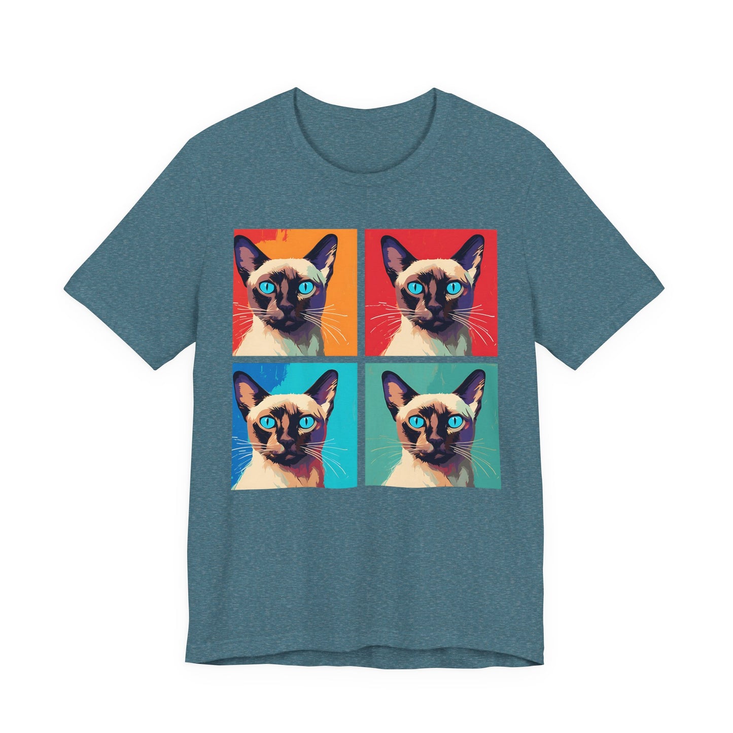 Colorful Siamese Cat Pop Art Style Tee