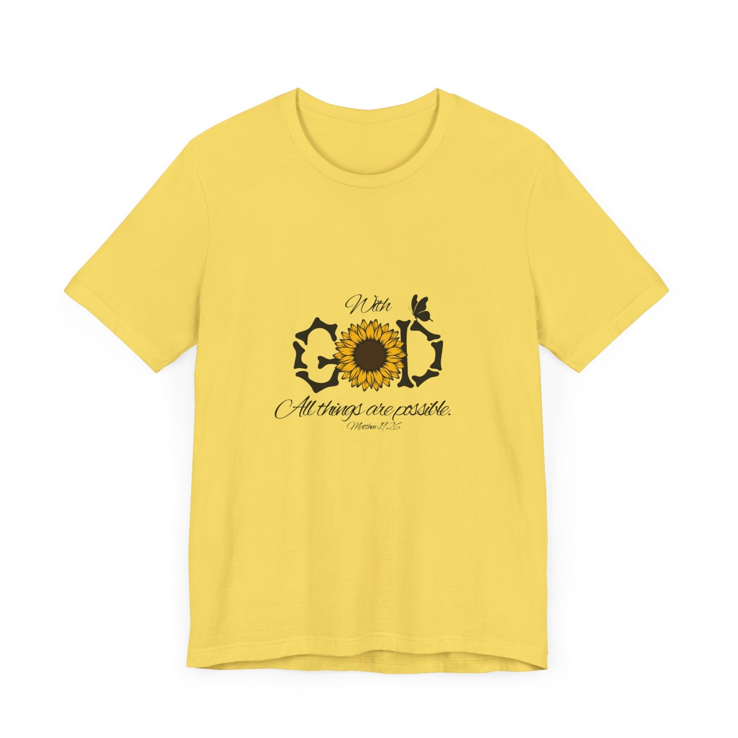 With God, All Things Are Possible with Daisy design: Scripture T-shirt