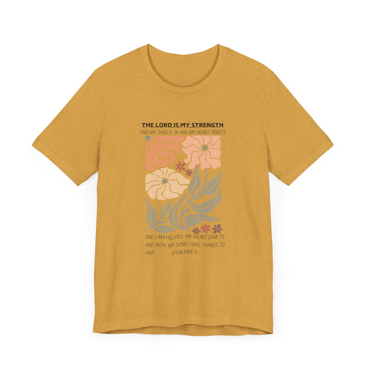 Boho Retro Flower T-shirt with Psalm 28:7