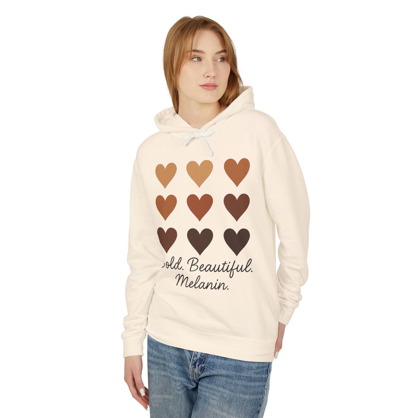 Bold Beautiful Melanin Lightweight Hoodie - Unisex, Sweatshirt Gift, Black History Month, Inclusive Fashion, Cozy Contribution