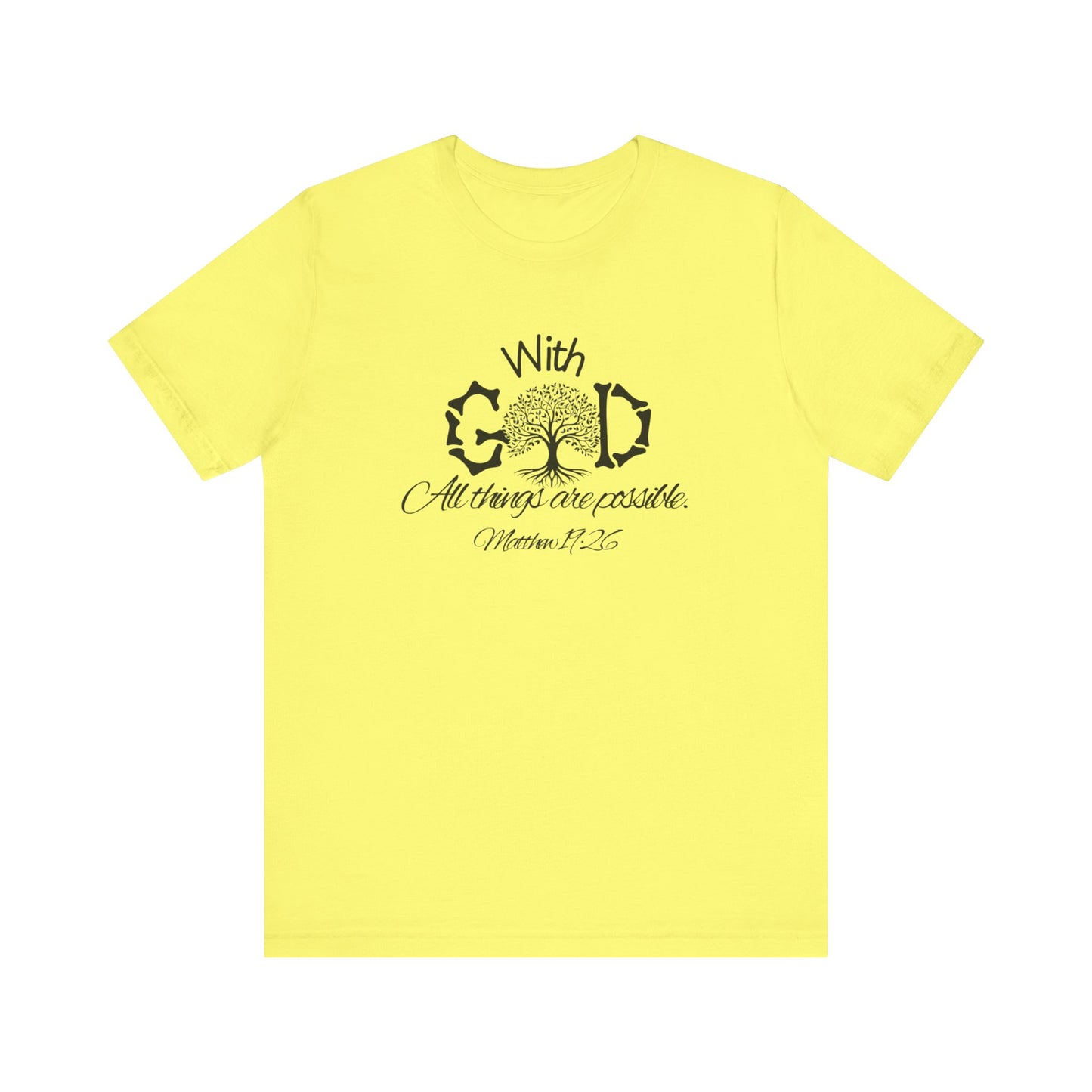 With God All Things Are Possble: Hopeful Tree Scripture T-shirt