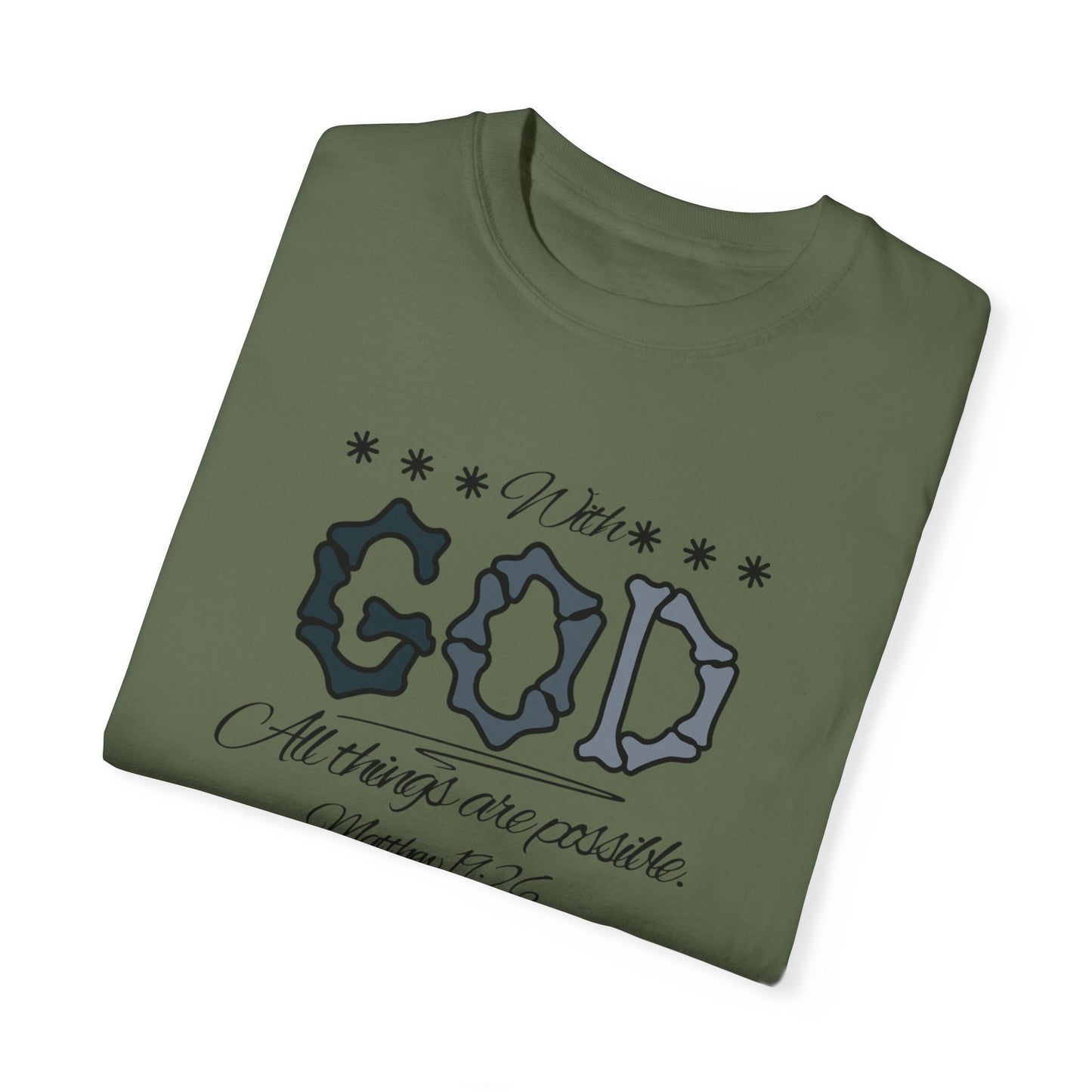 Faith Inspired T-shirt Matthew 19:26 Monochrome Design