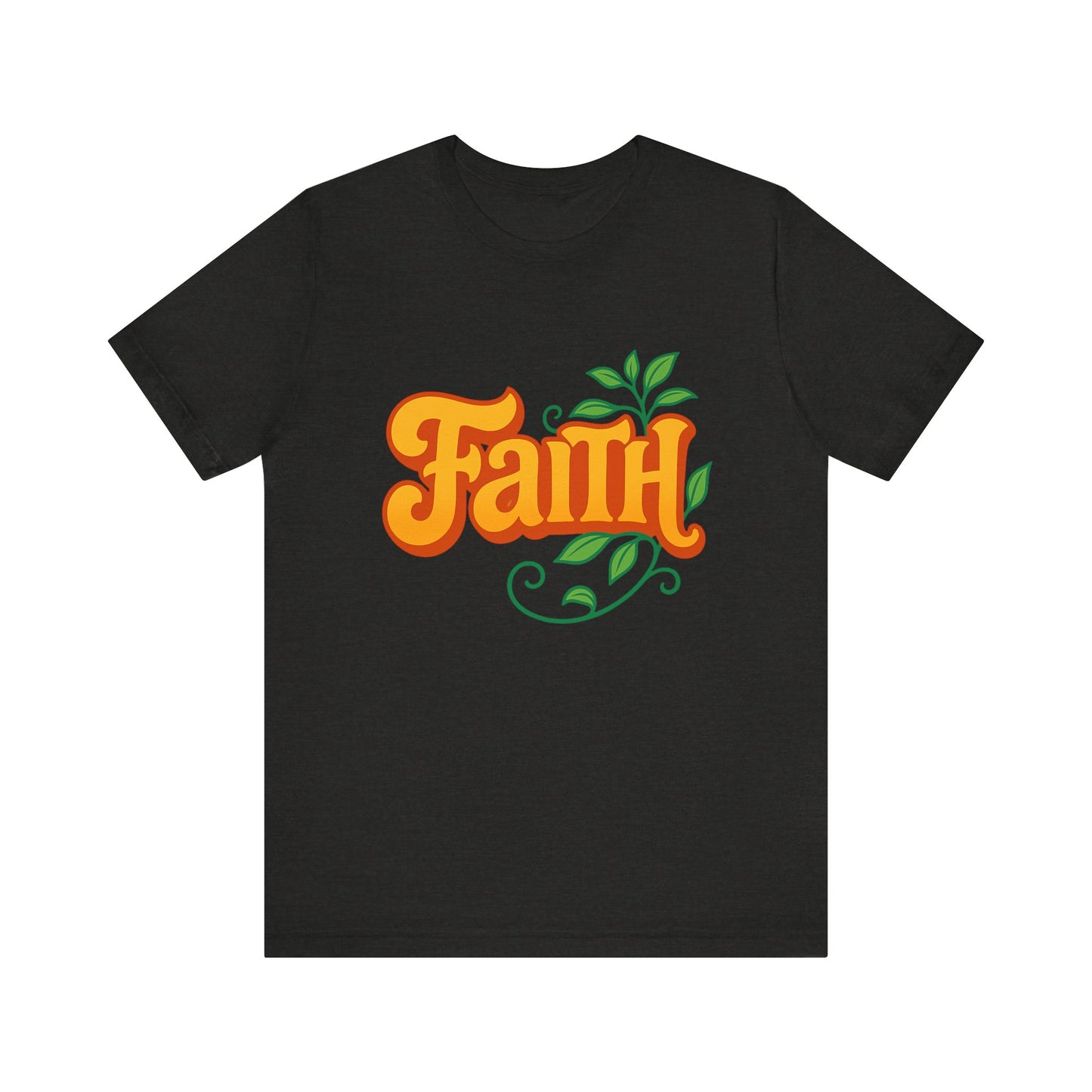 Faith Unisex Tee - Bold Orange with Green Leaves