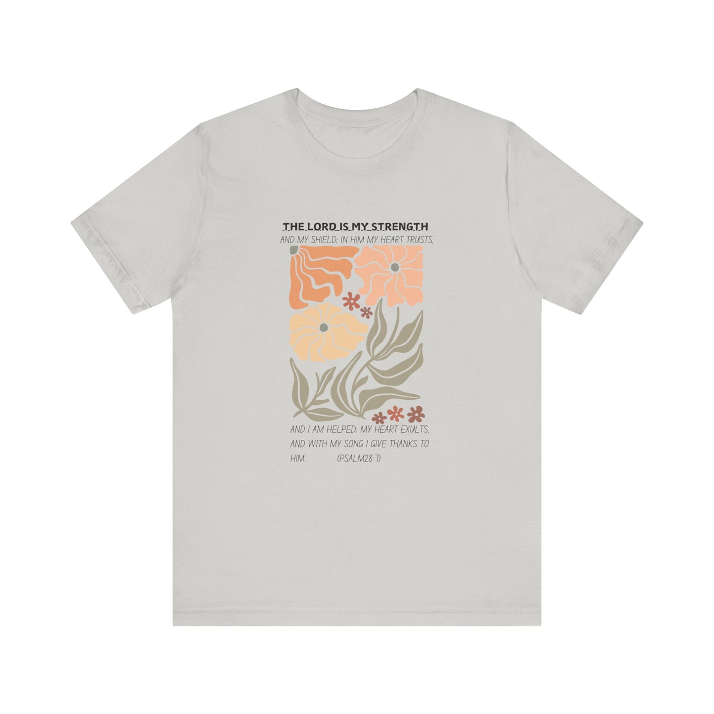 Boho Retro Flower T-shirt with Psalm 28:7