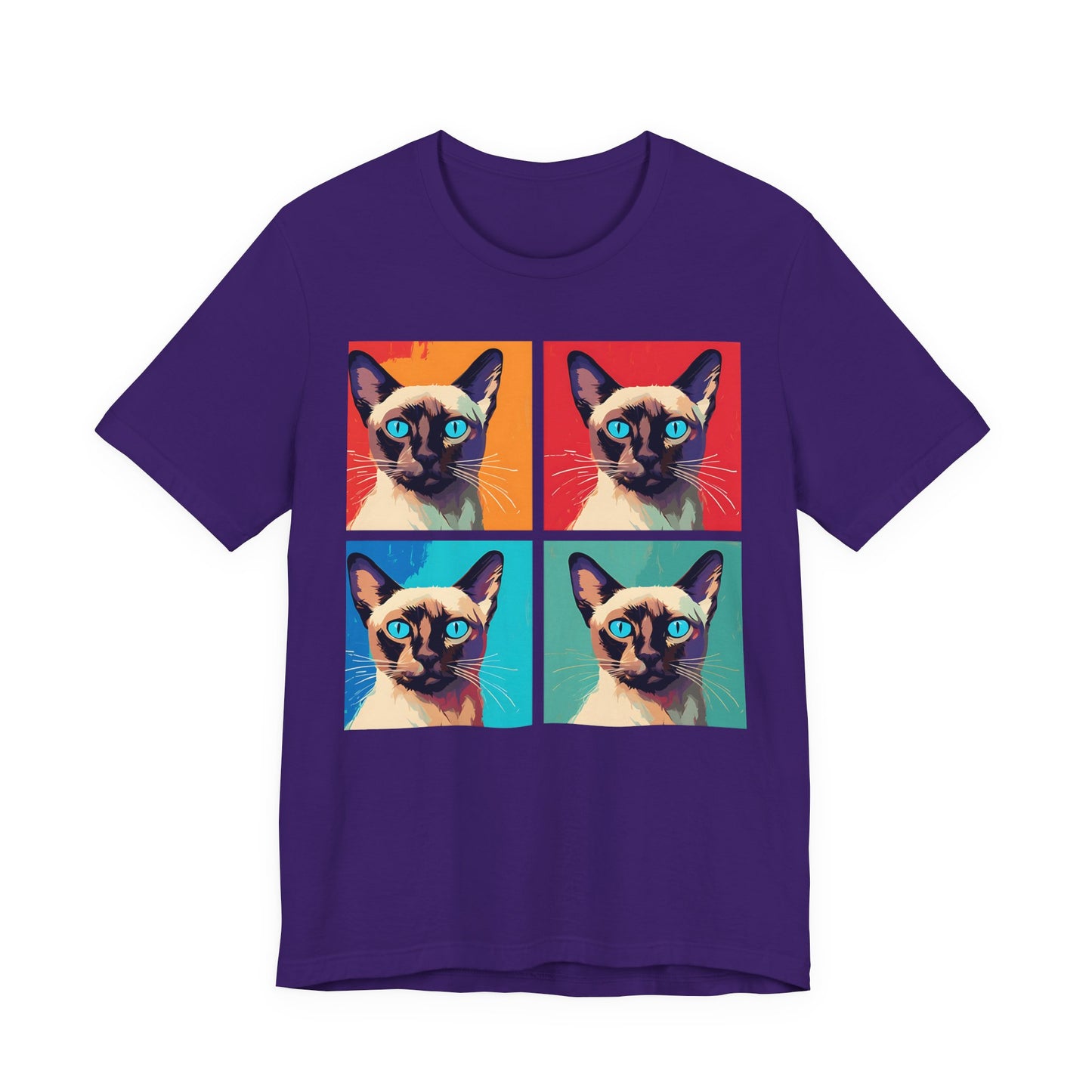 Colorful Siamese Cat Pop Art Style Tee