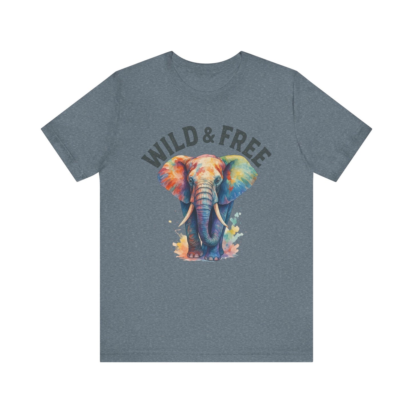 Wild & Free Elephant Tee, Unisex Short Sleeve T-Shirt for Nature Lovers, Bohemian Style Gift, Eco-Friendly Apparel, Adventure Shirt
