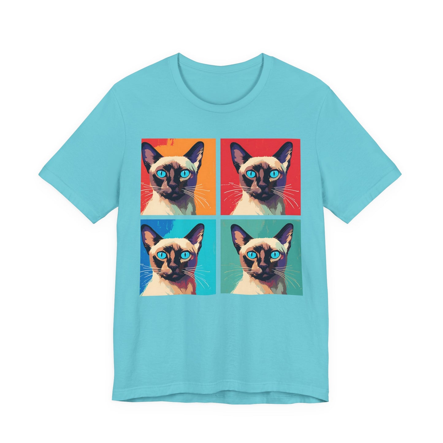 Colorful Siamese Cat Pop Art Style Tee