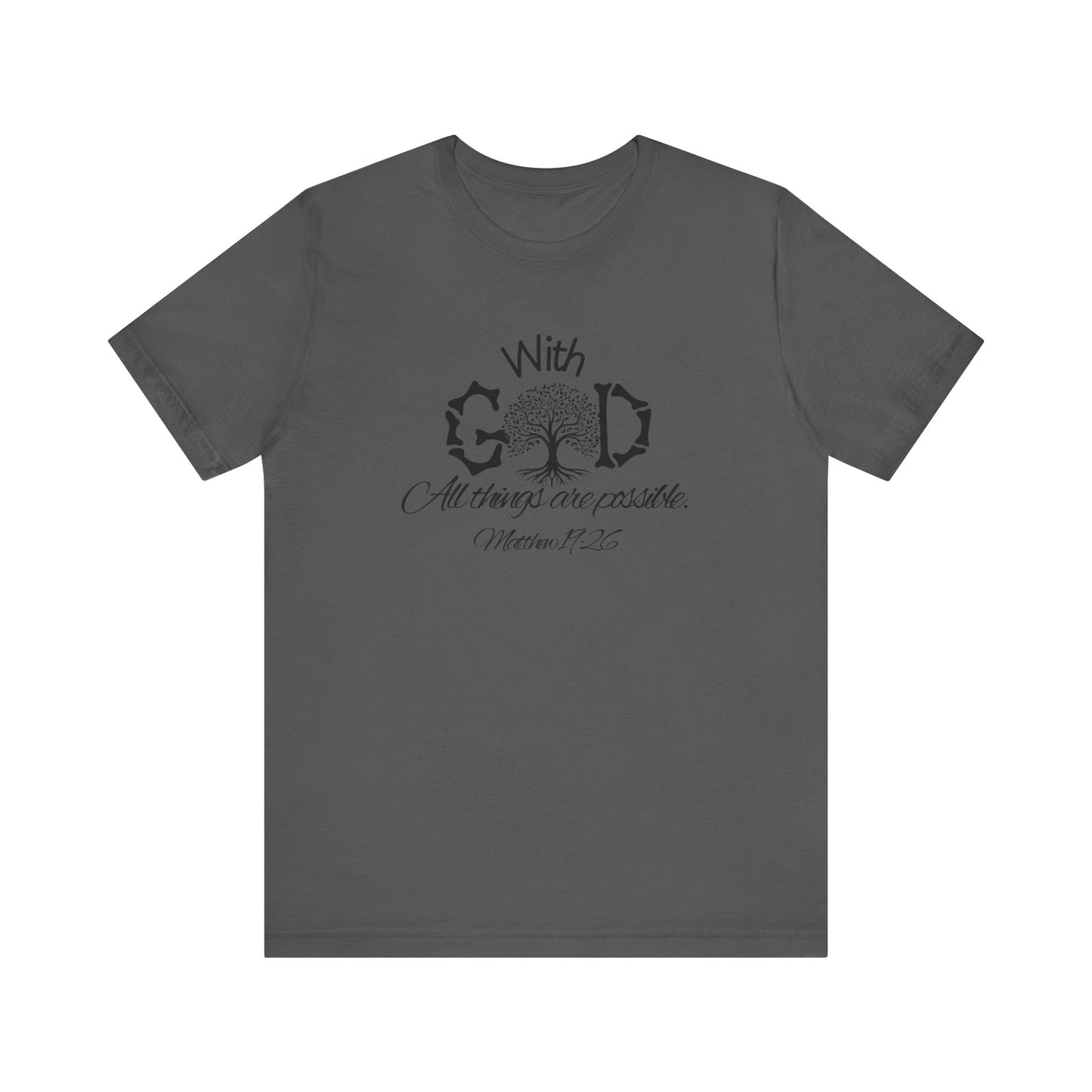 With God All Things Are Possble: Hopeful Tree Scripture T-shirt