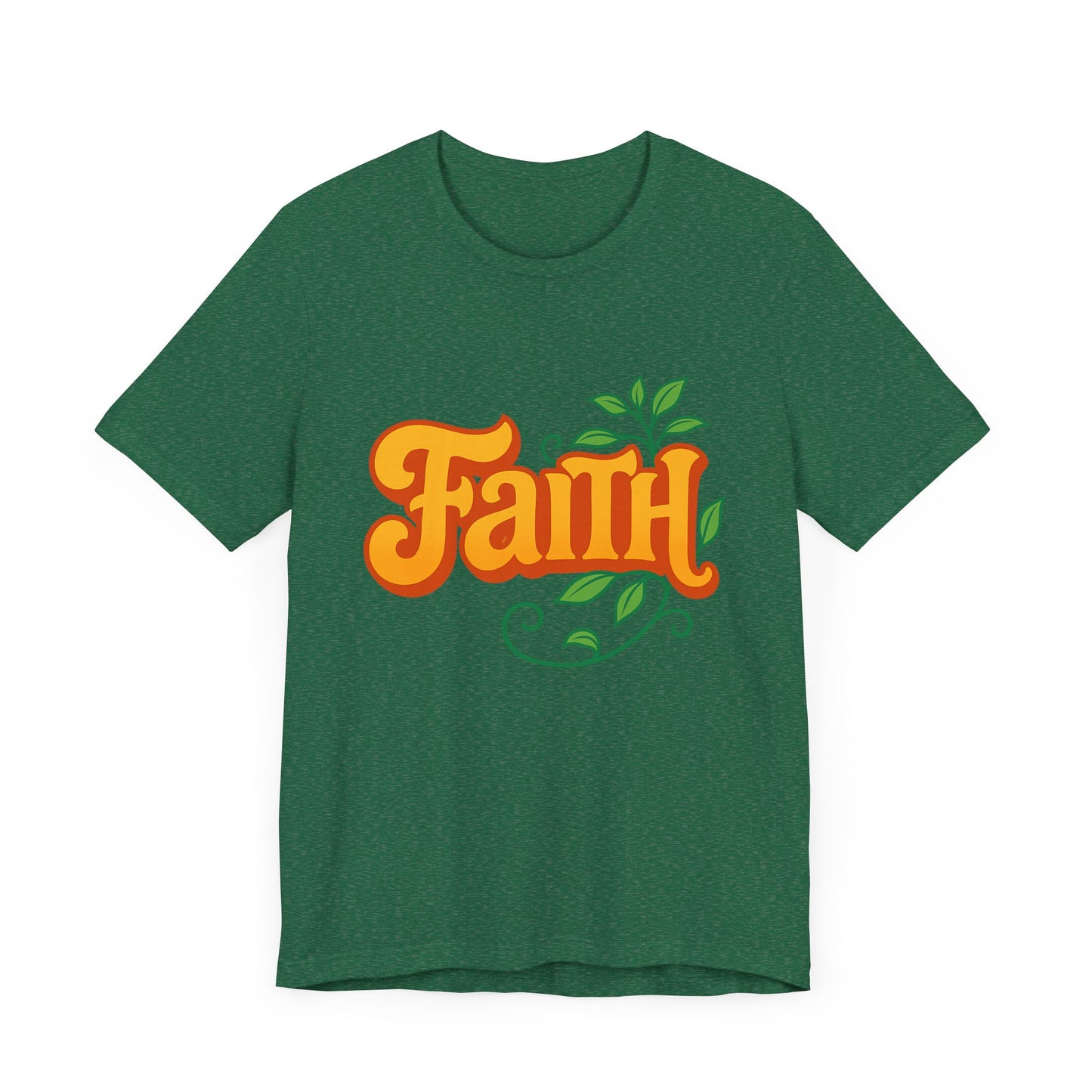 Faith Unisex Tee - Bold Orange with Green Leaves