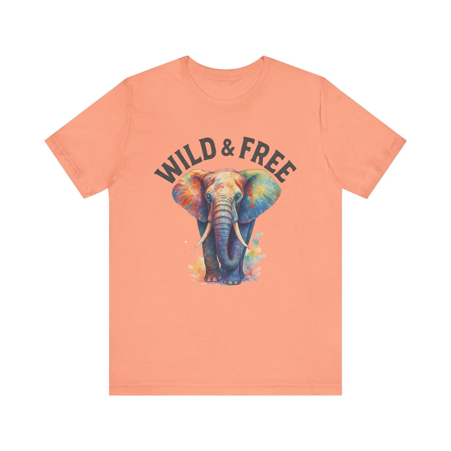 Wild & Free Elephant Tee, Unisex Short Sleeve T-Shirt for Nature Lovers, Bohemian Style Gift, Eco-Friendly Apparel, Adventure Shirt