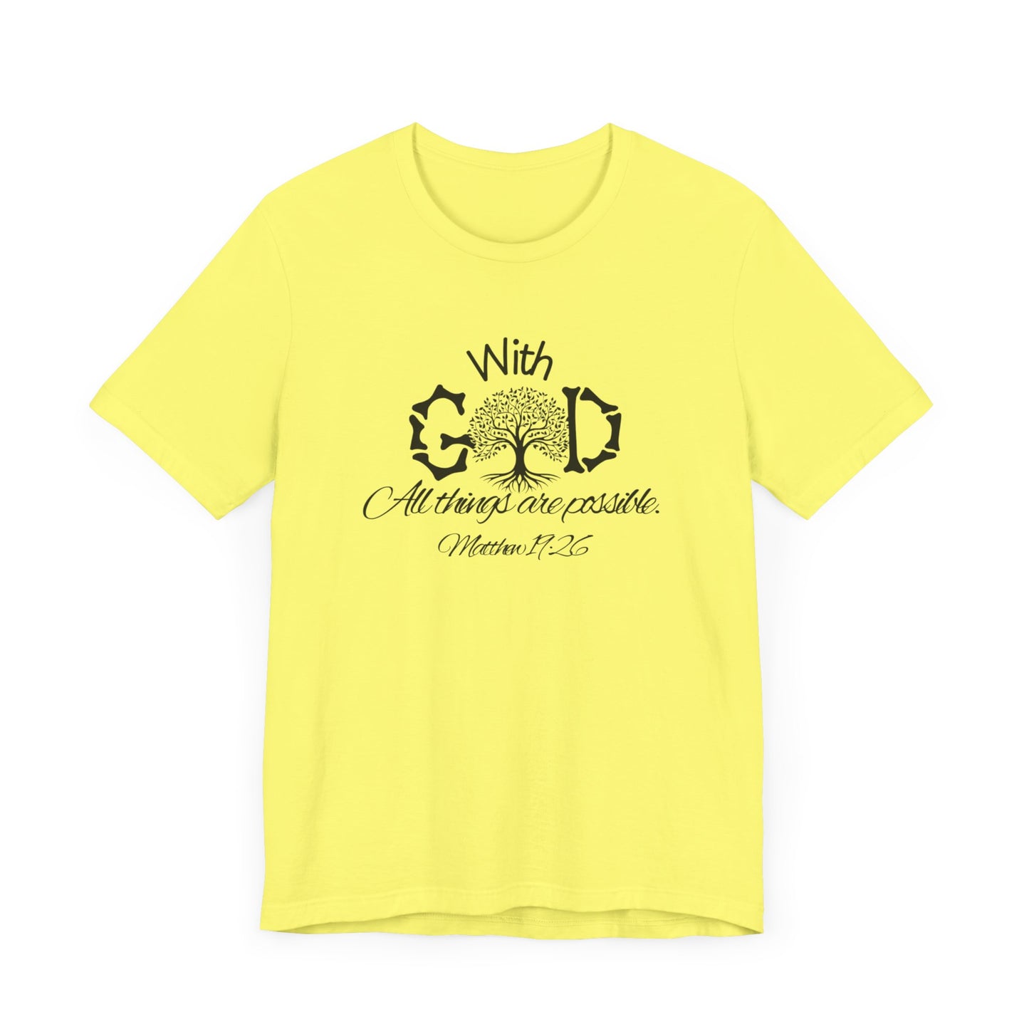 With God All Things Are Possble: Hopeful Tree Scripture T-shirt