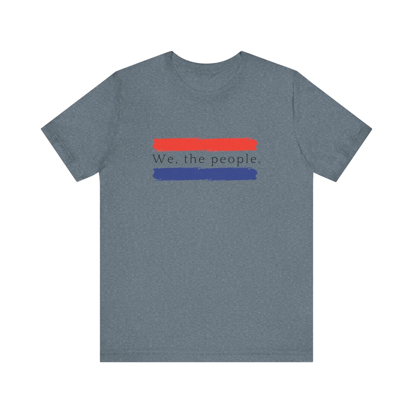 American People Unisex T-Shirt - 'We the People' Design Featuring Red and Blue Paint Splashes