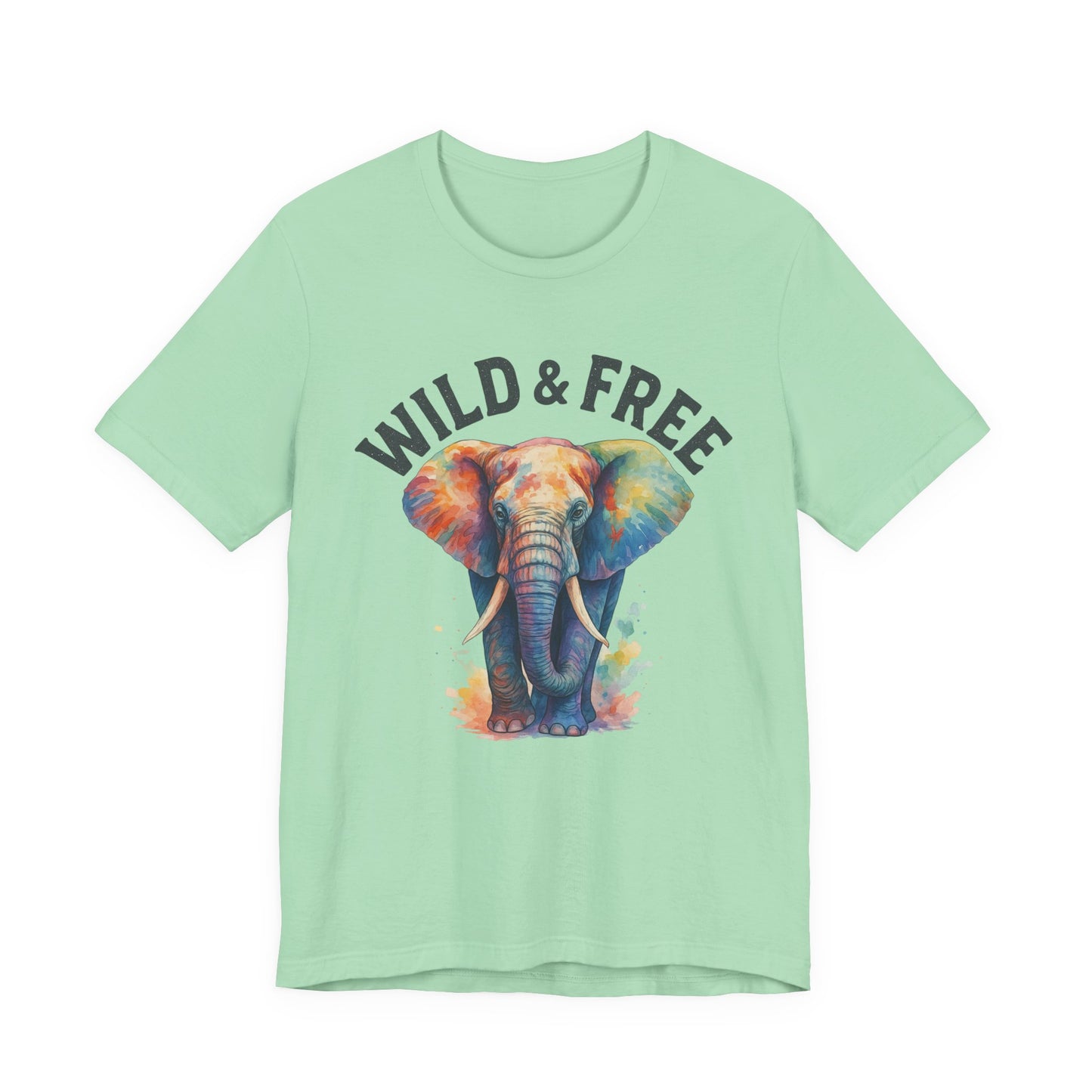 Wild & Free Elephant Tee, Unisex Short Sleeve T-Shirt for Nature Lovers, Bohemian Style Gift, Eco-Friendly Apparel, Adventure Shirt