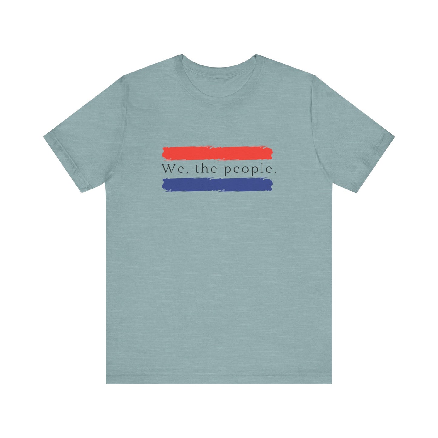 American People Unisex T-Shirt - 'We the People' Design Featuring Red and Blue Paint Splashes
