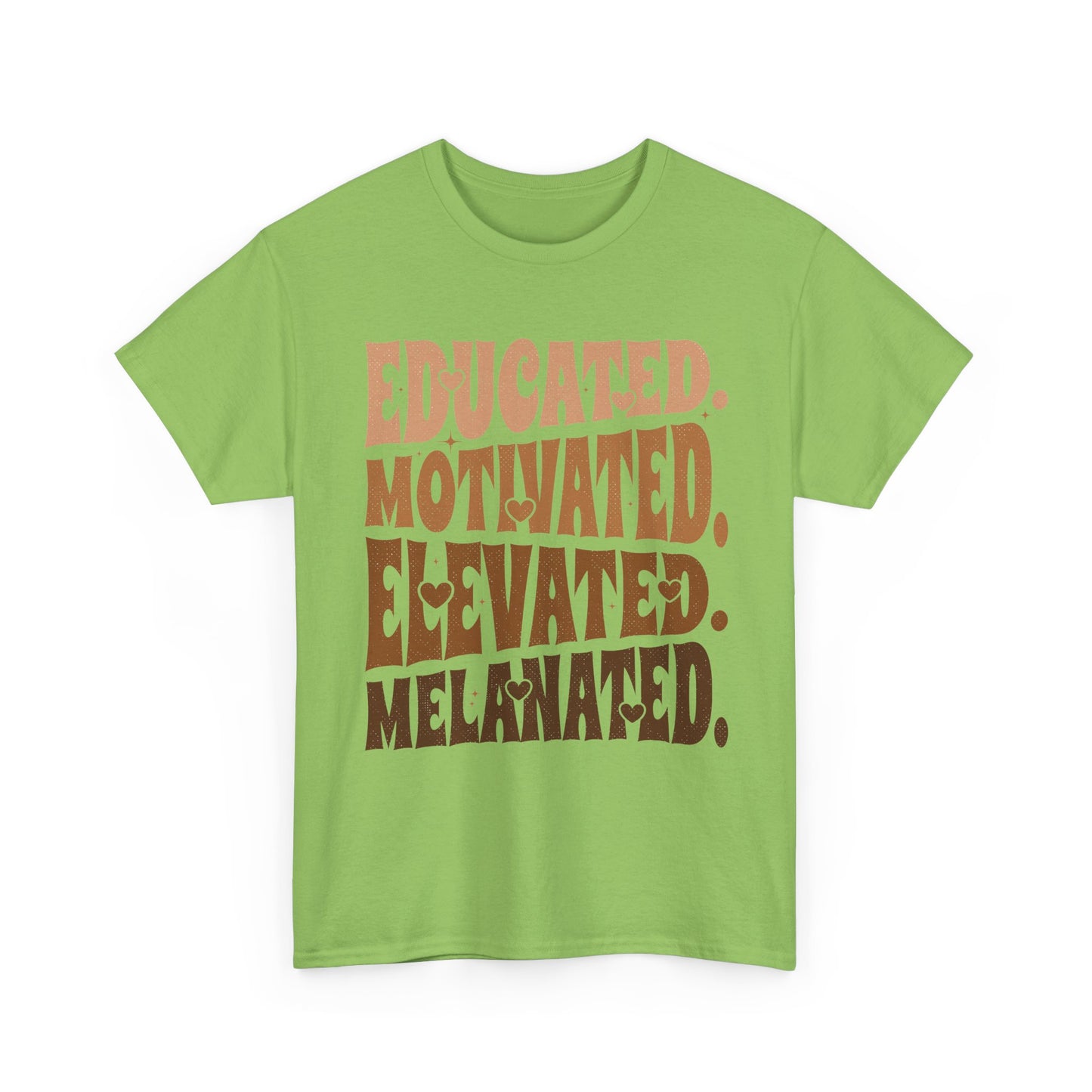 Empowerment Tee - Educated, Motivated, Elevated, Melanated Print