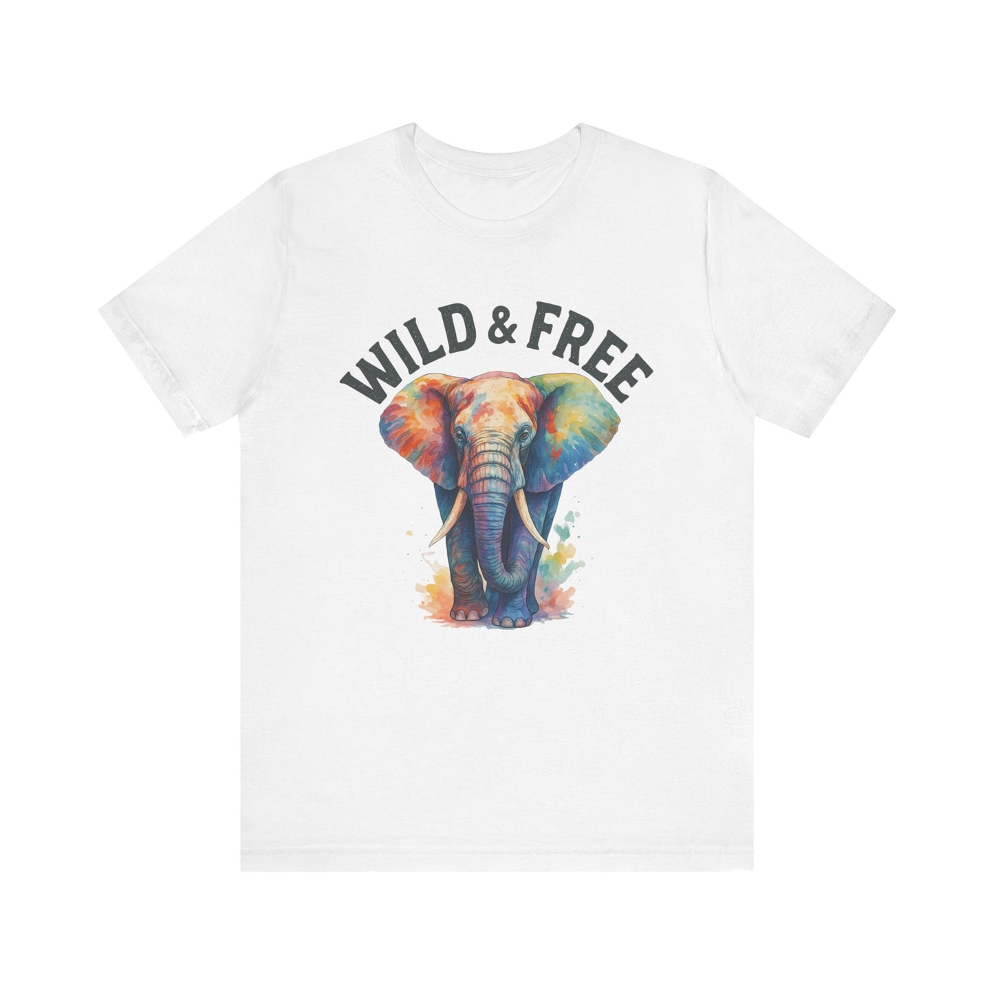 Wild & Free Elephant Tee, Unisex Short Sleeve T-Shirt for Nature Lovers, Bohemian Style Gift, Eco-Friendly Apparel, Adventure Shirt