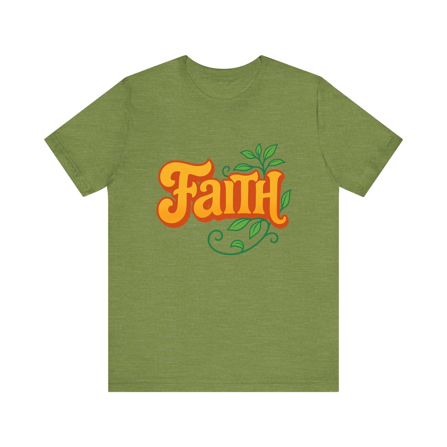 Faith Unisex Tee - Bold Orange with Green Leaves