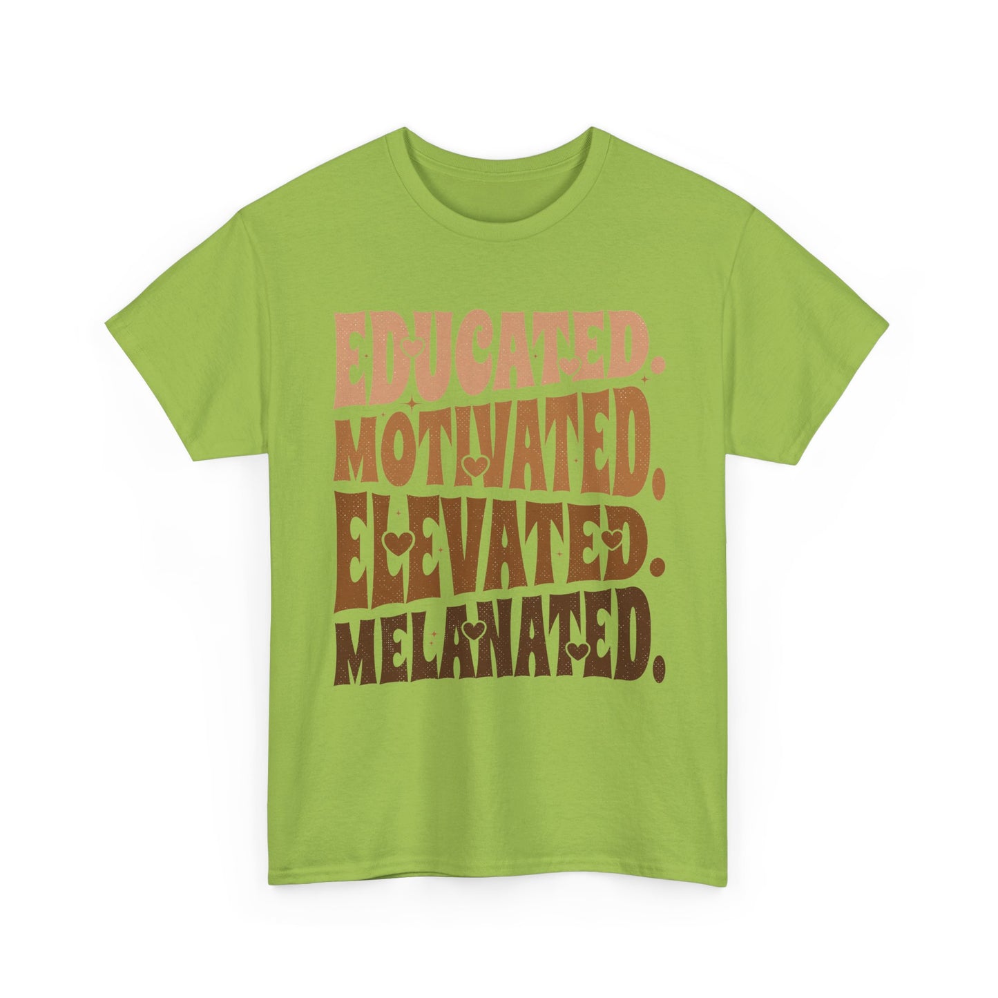 Empowerment Tee - Educated, Motivated, Elevated, Melanated Print