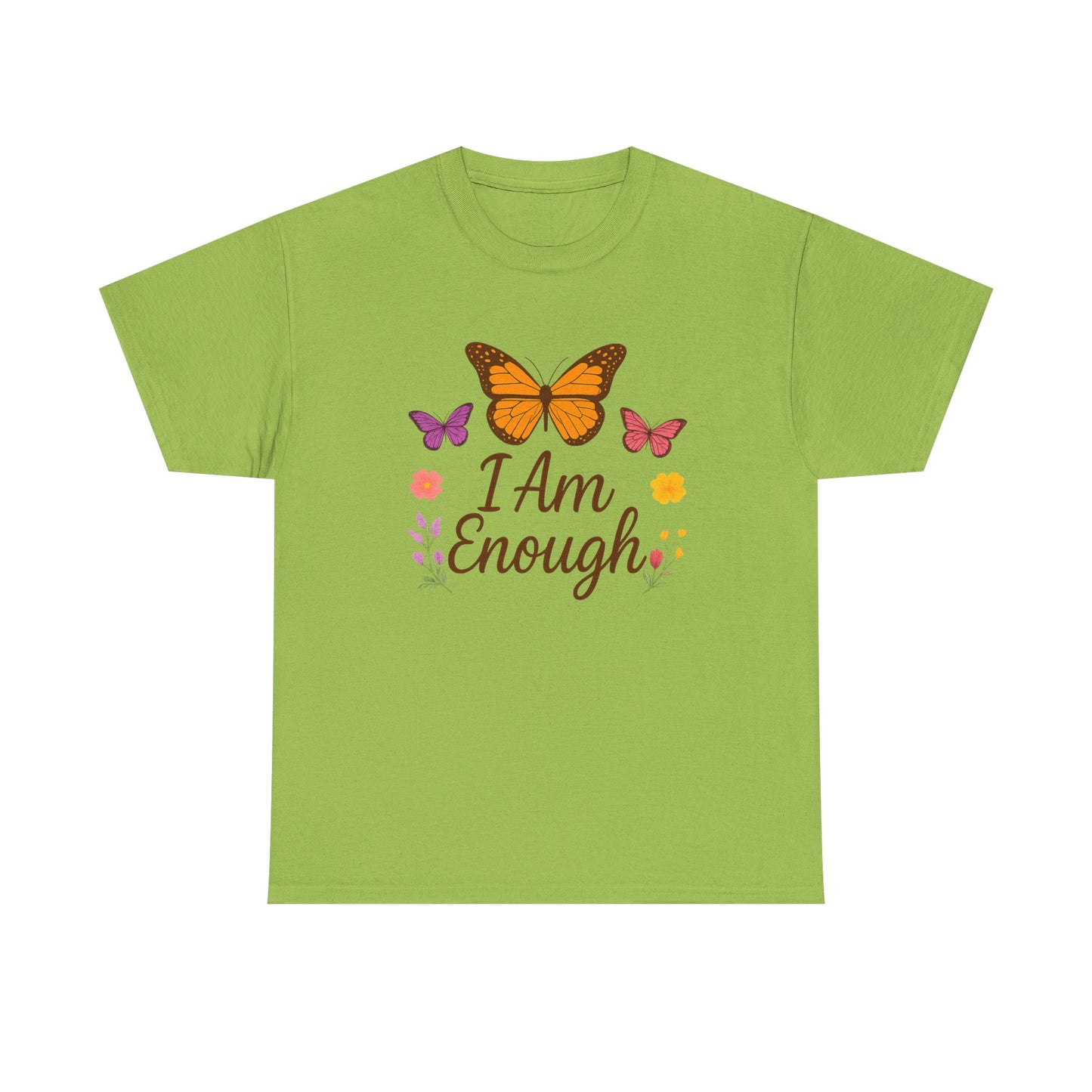 T-Shirt - Colorful Butterfly I Am Enough Self-Affirming Tee
