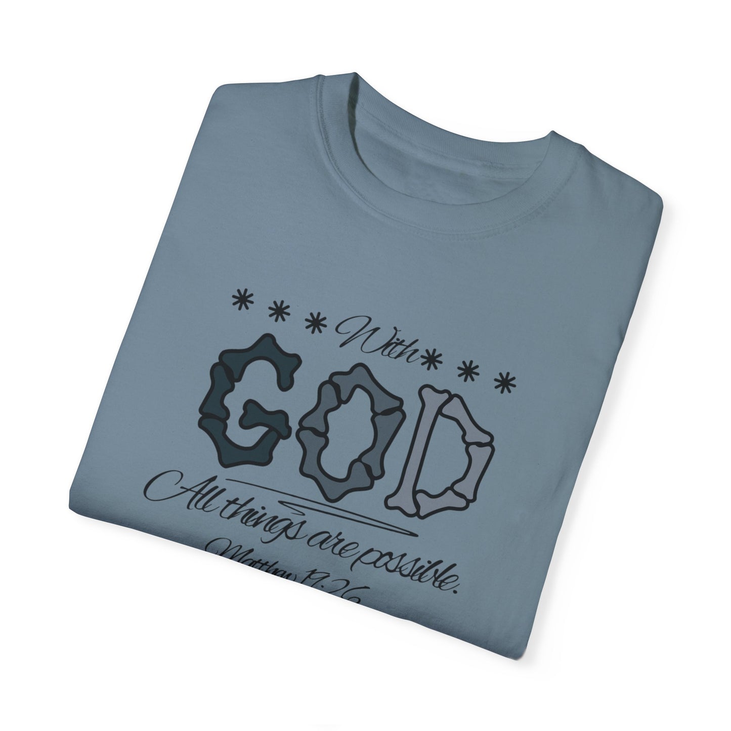 Faith Inspired T-shirt Matthew 19:26 Monochrome Design