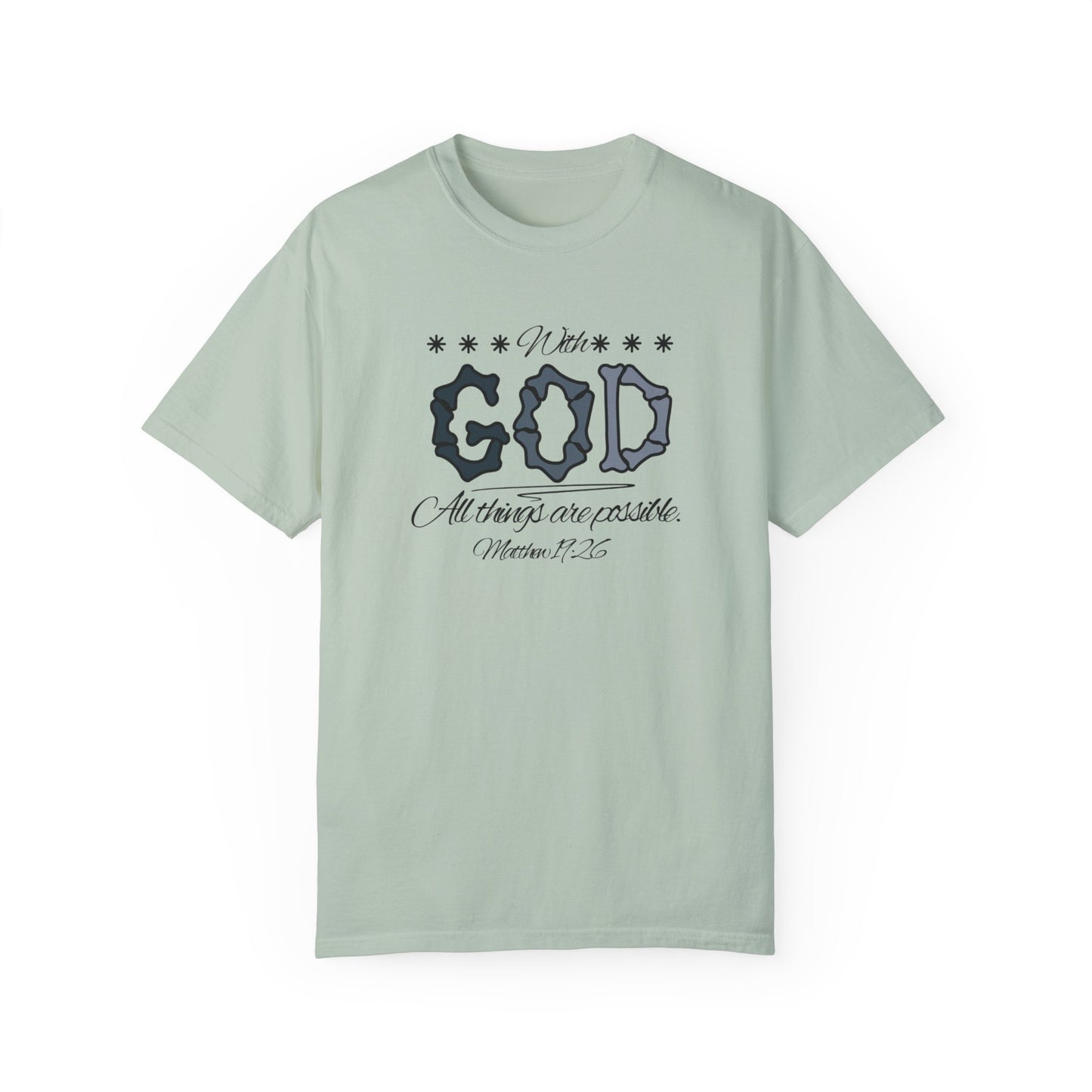 Faith Inspired T-shirt Matthew 19:26 Monochrome Design